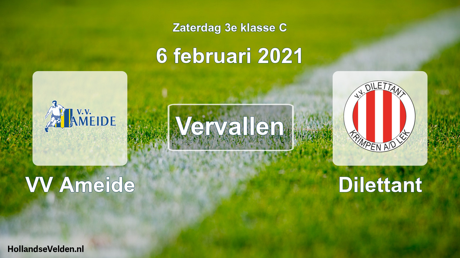 Scheduled Match: VV Ameide - Dilettant (6 February 2021)