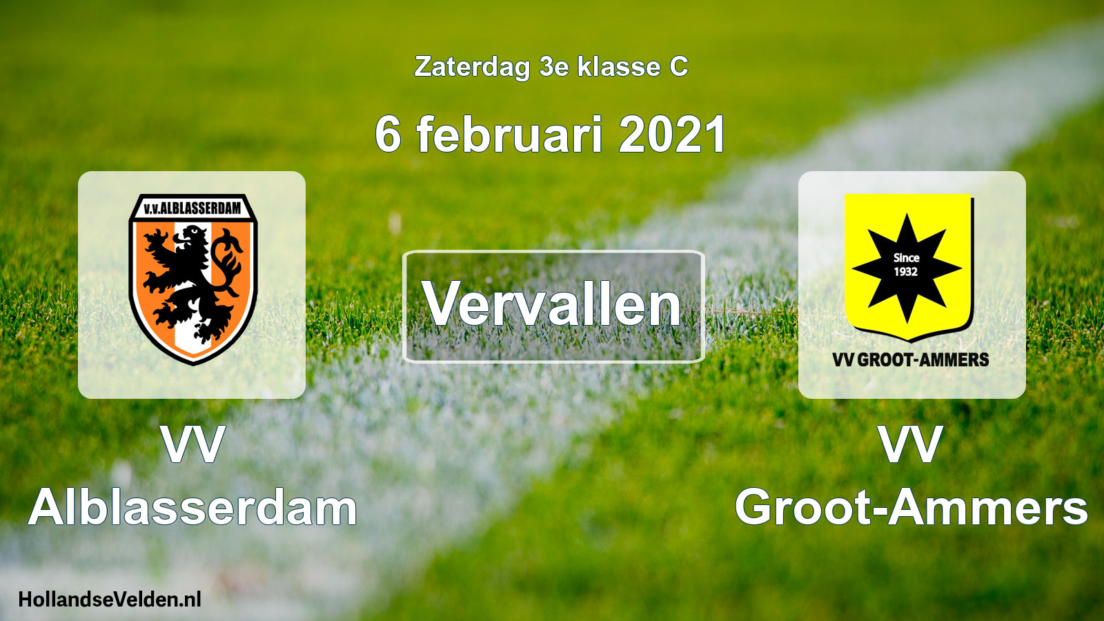 Scheduled Match: VV Alblasserdam - VV Groot-Ammers (6 February 2021)