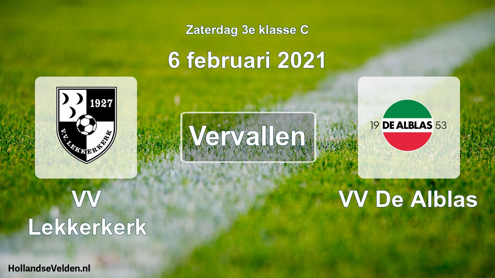 Scheduled Match: VV Lekkerkerk - VV De Alblas (6 February 2021)