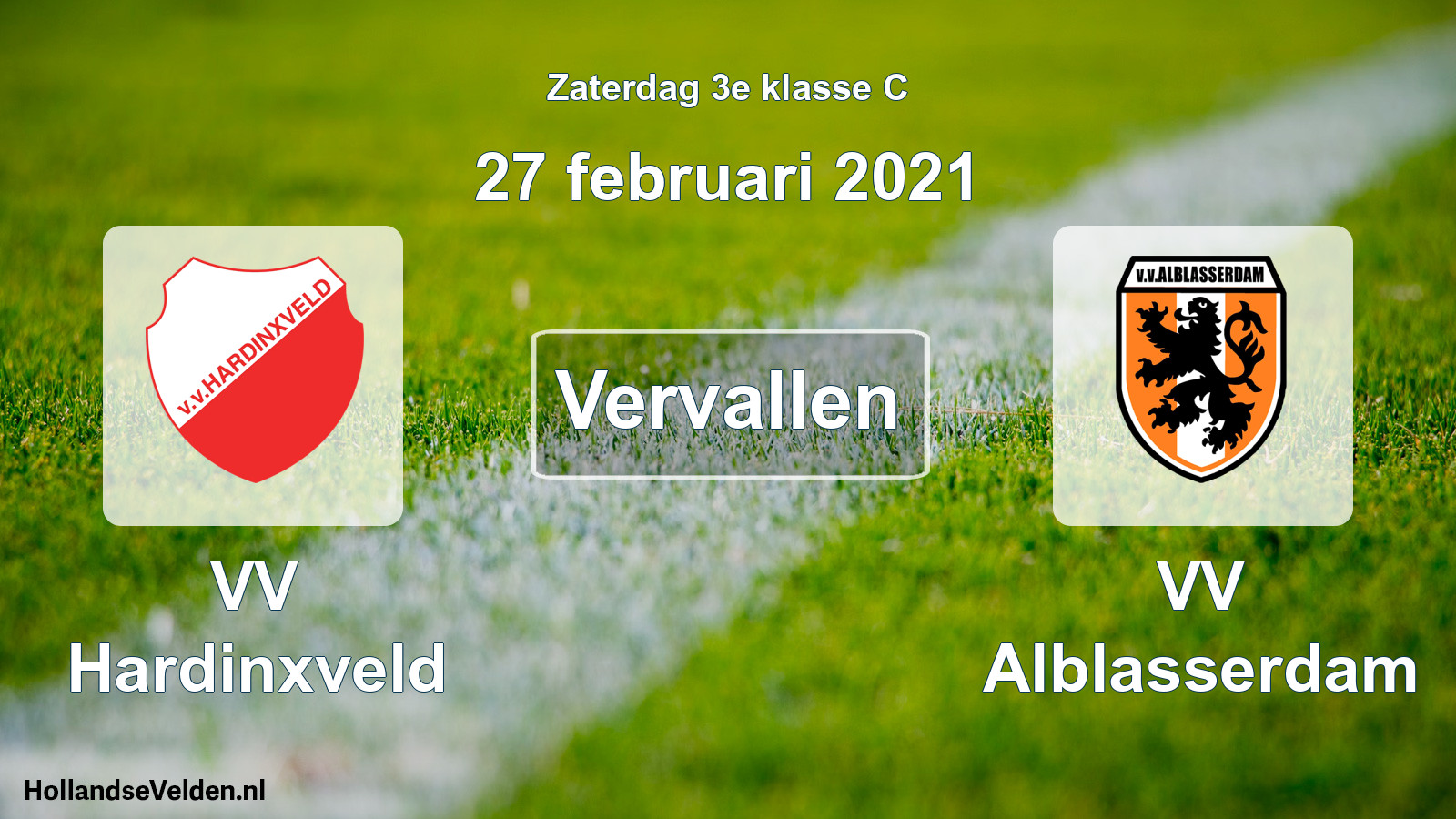 Scheduled Match: VV Hardinxveld - VV Alblasserdam (27 February 2021)