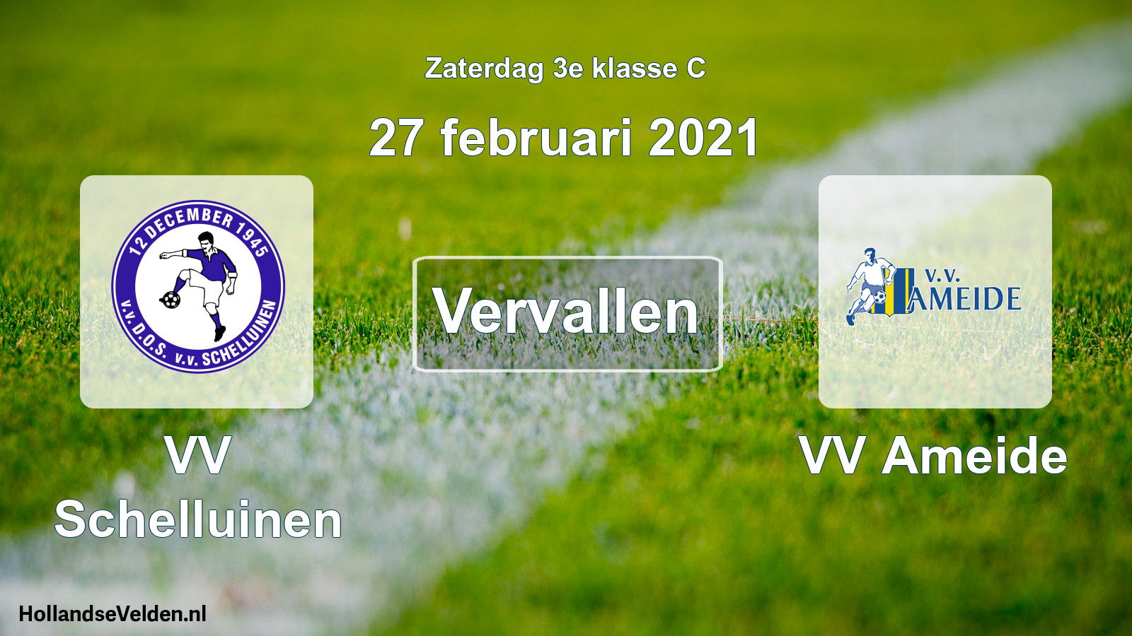 Scheduled Match: VV Schelluinen - VV Ameide (27 February 2021)