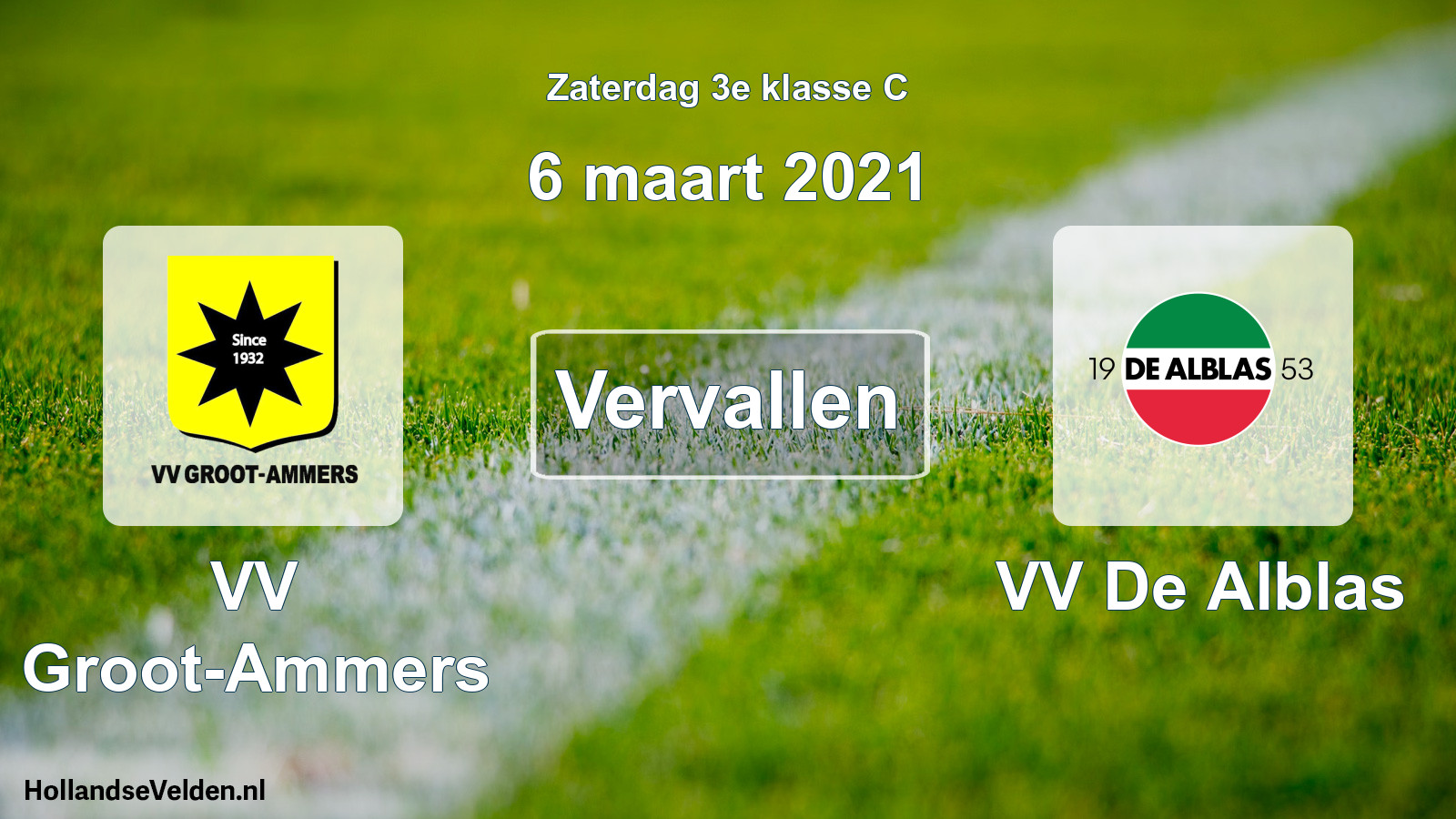 Scheduled Match: VV Groot-Ammers - VV De Alblas (6 March 2021)
