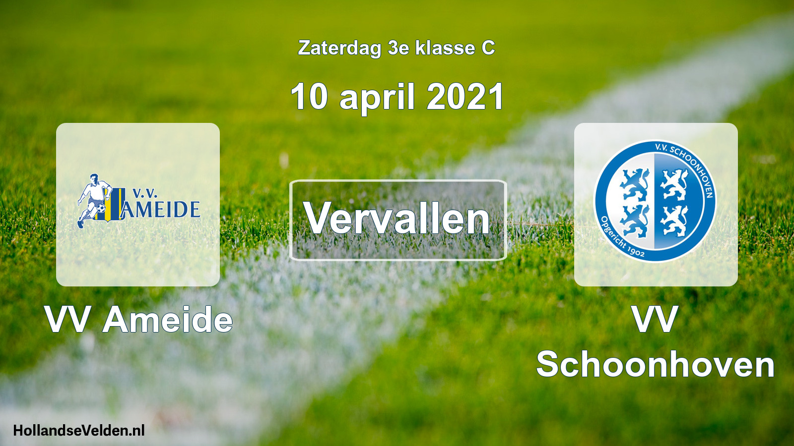 Scheduled Match: VV Ameide - VV Schoonhoven (10 April 2021)