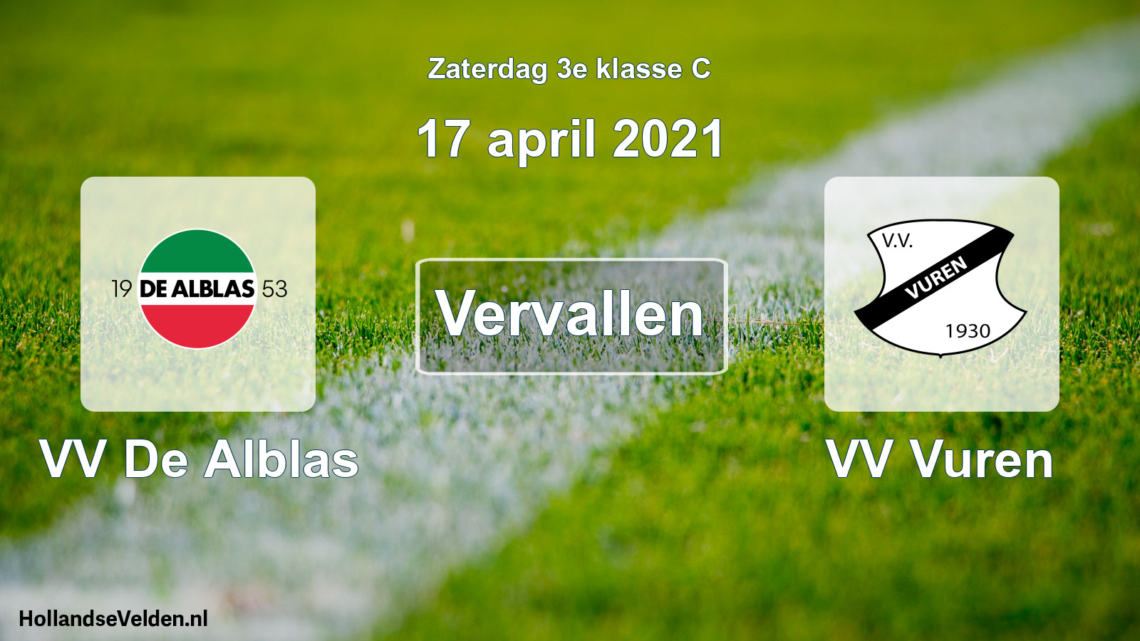 Scheduled Match: VV De Alblas - VV Vuren (17 April 2021)