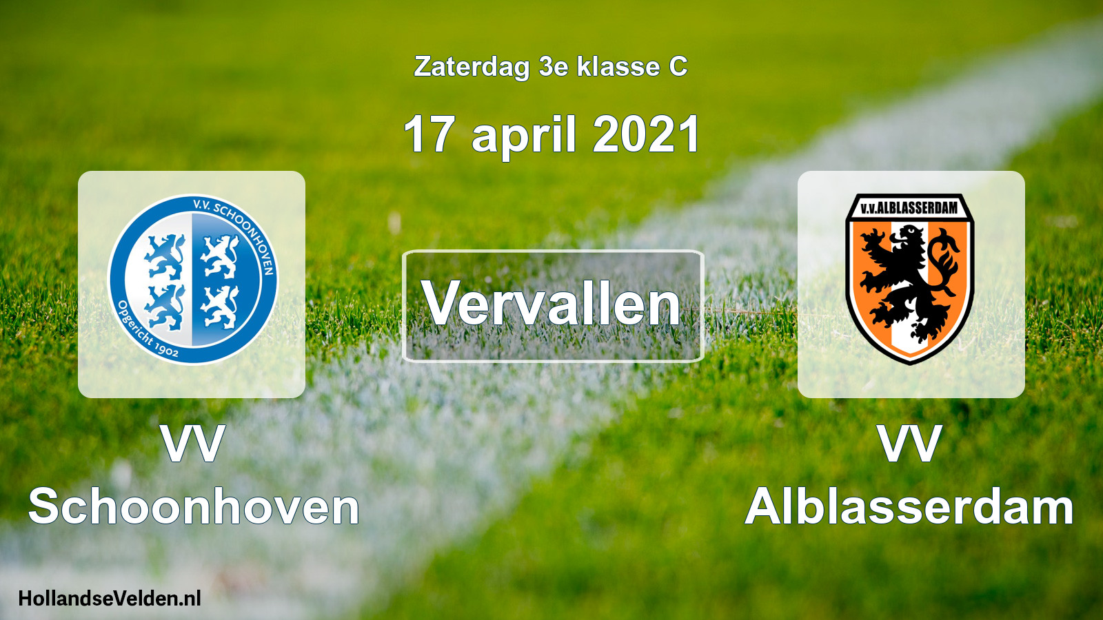 Scheduled Match: VV Schoonhoven - VV Alblasserdam (17 April 2021)