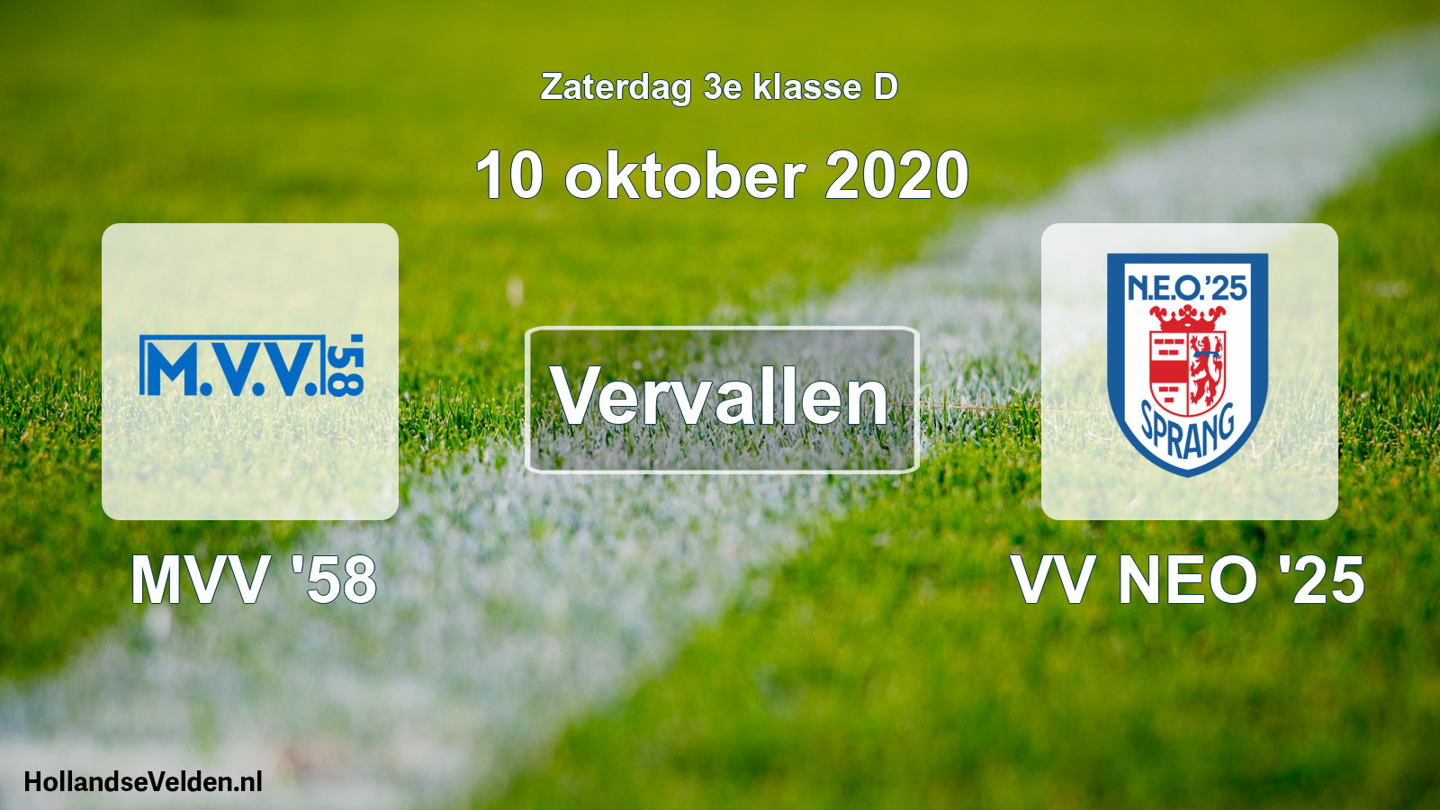Scheduled Match: MVV '58 - VV NEO '25 (10 October 2020)