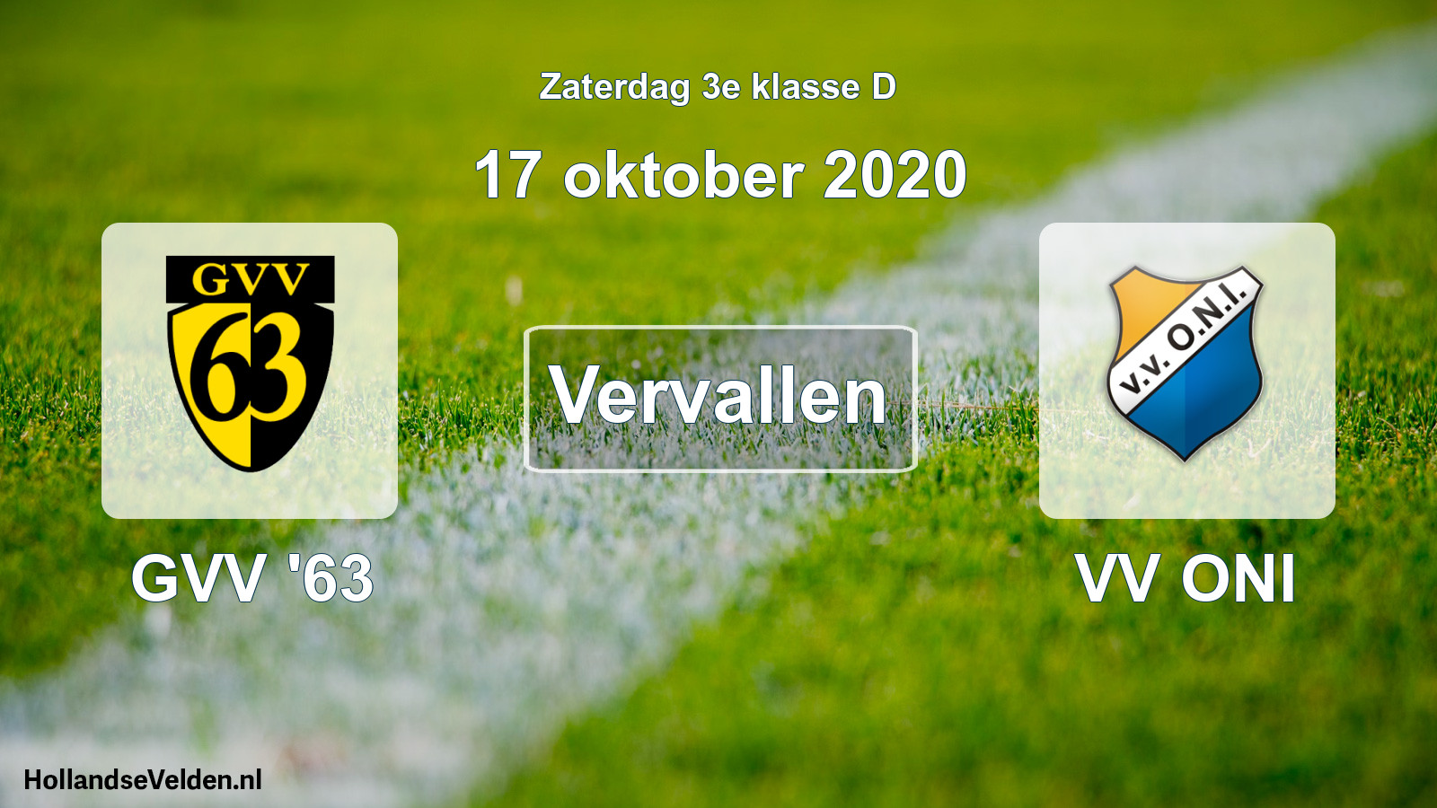 Scheduled Match: GVV '63 - VV ONI (17 October 2020)
