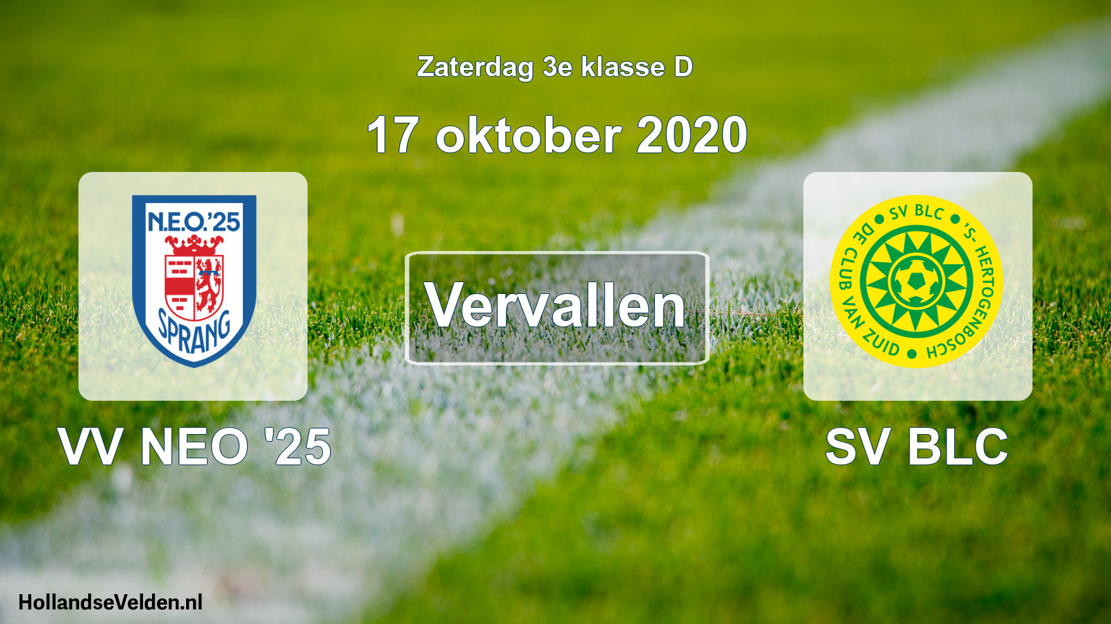 Scheduled Match: VV NEO '25 - SV BLC (17 October 2020)