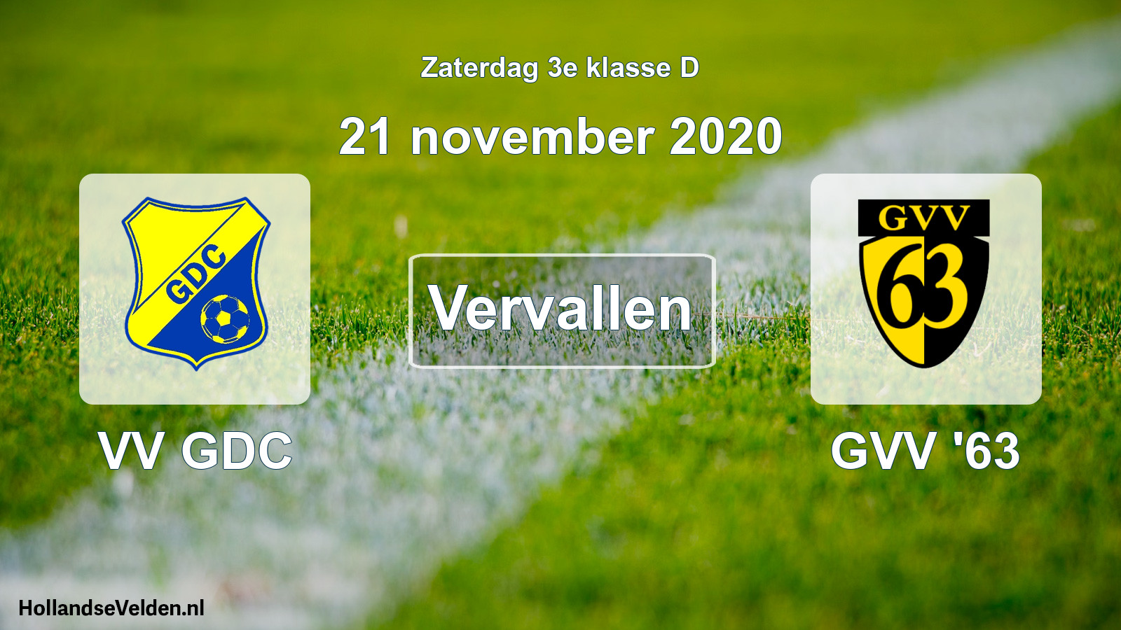 Scheduled Match: VV GDC - GVV '63 (21 November 2020)
