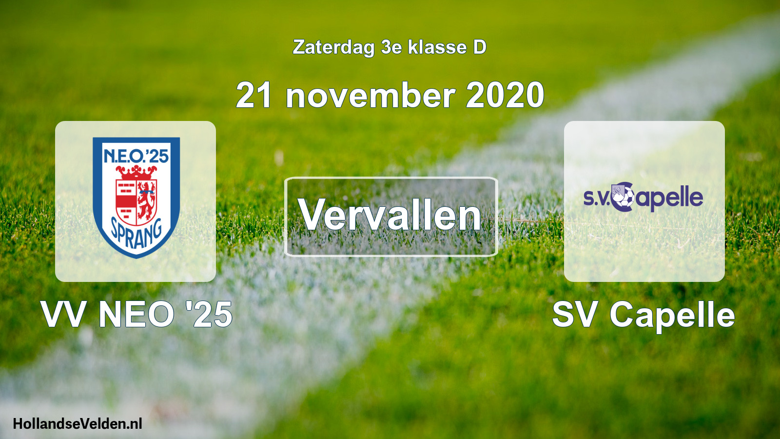 Scheduled Match: VV NEO '25 - SV Capelle (21 November 2020)