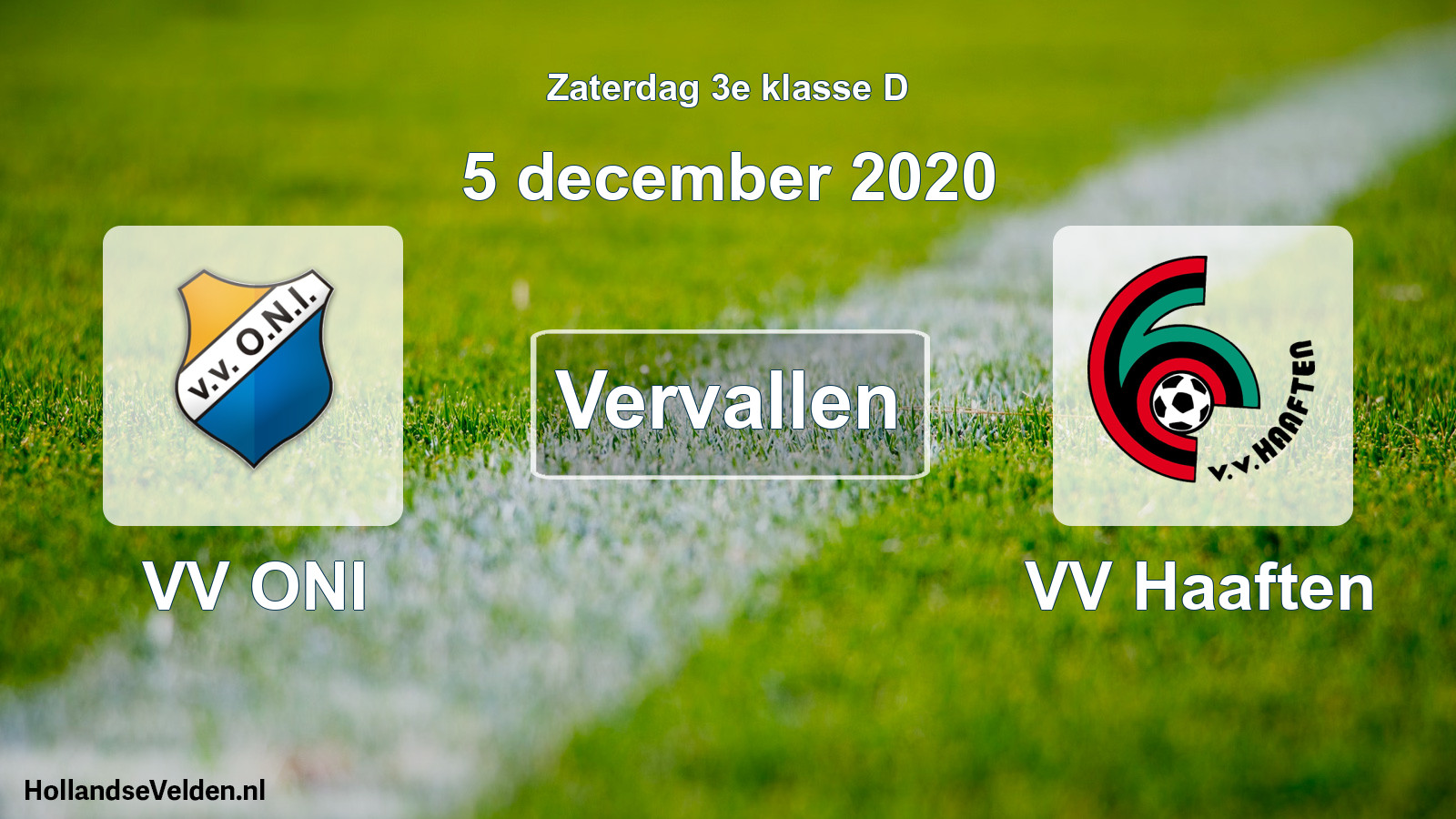 Scheduled Match: VV ONI - VV Haaften (5 December 2020)