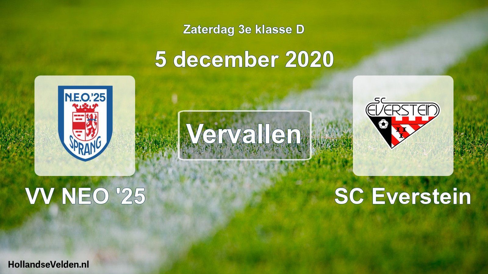 Scheduled Match: VV NEO '25 - SC Everstein (5 December 2020)