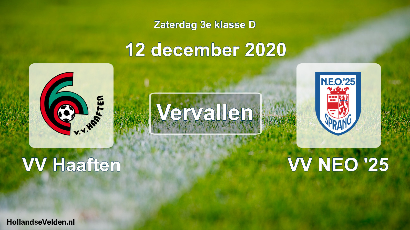 Scheduled Match: VV Haaften - VV NEO '25 (12 December 2020)