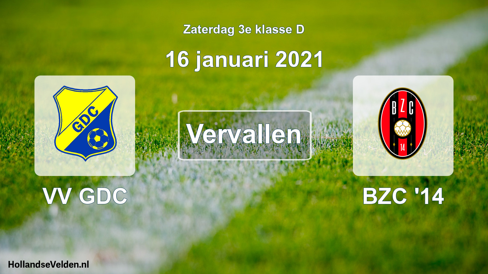 Scheduled Match: VV GDC - BZC '14 (16 January 2021)