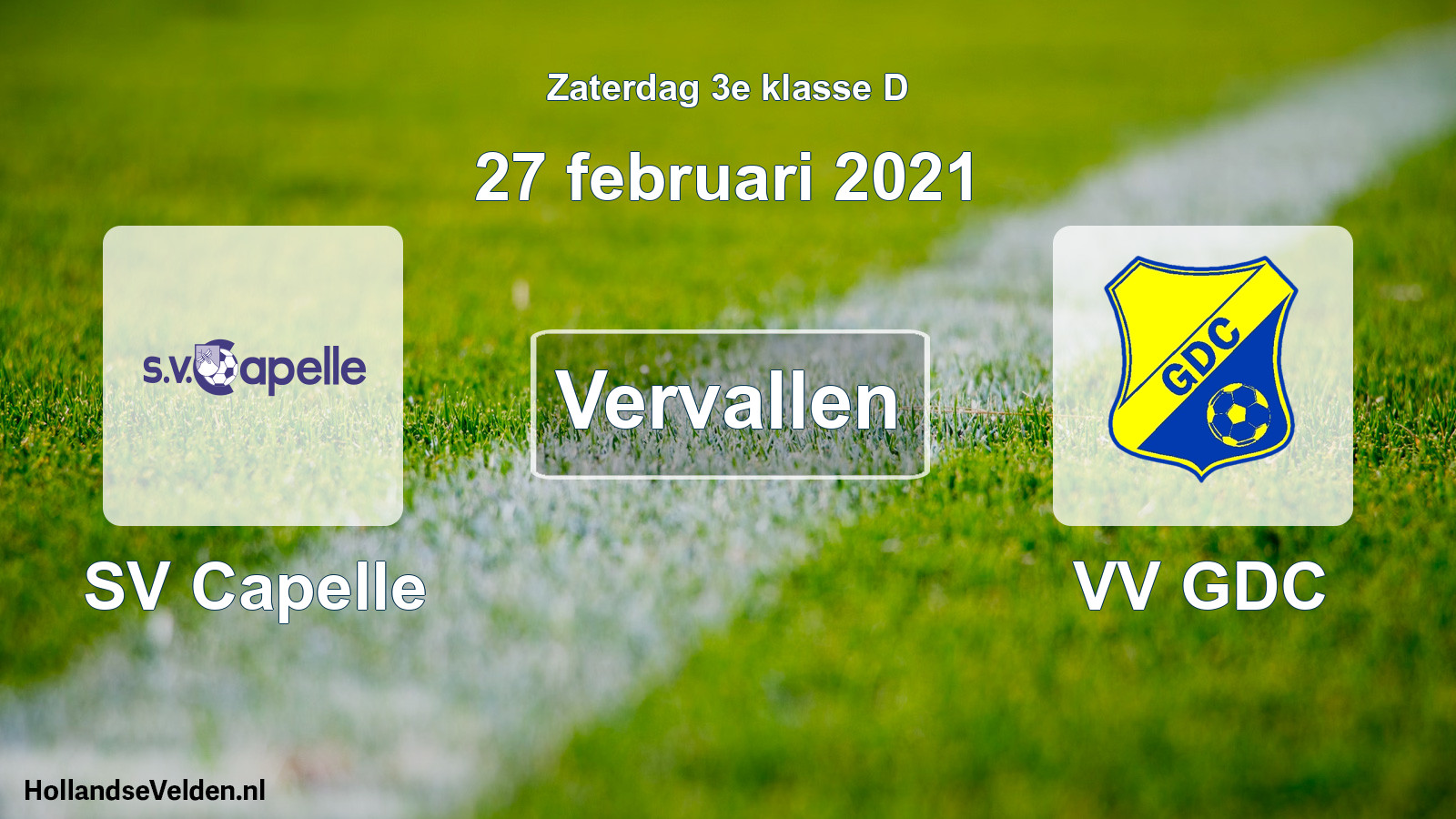 Scheduled Match: SV Capelle - VV GDC (27 February 2021)