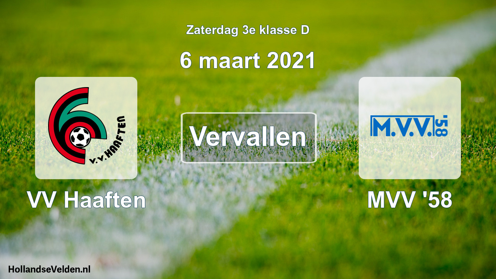 Scheduled Match: VV Haaften - MVV '58 (6 March 2021)