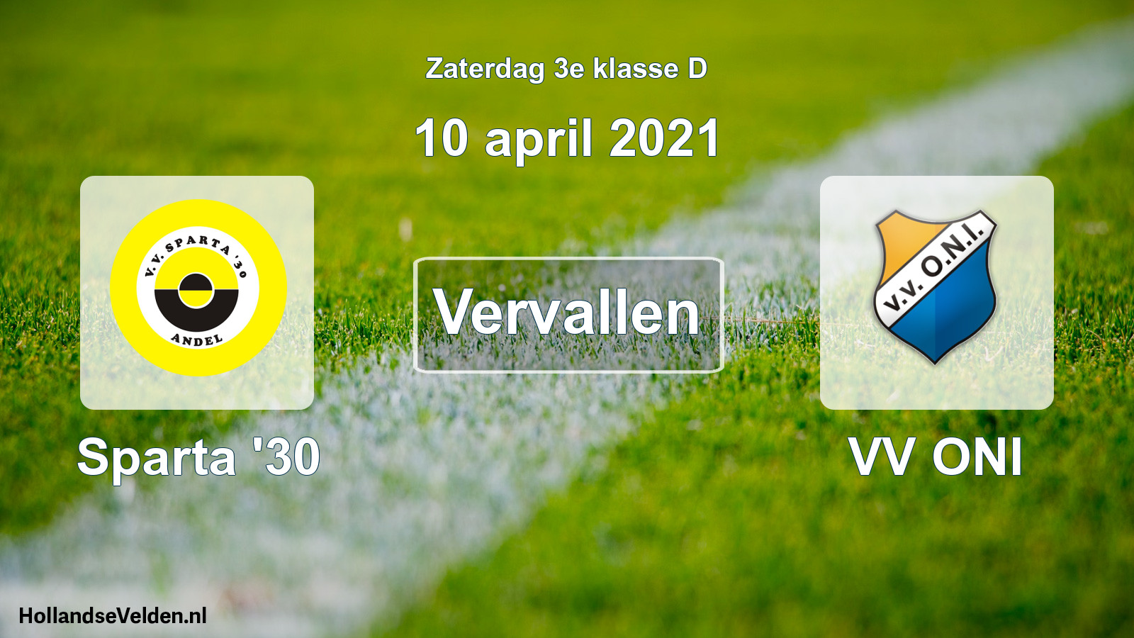 Scheduled Match: Sparta '30 - VV ONI (10 April 2021)