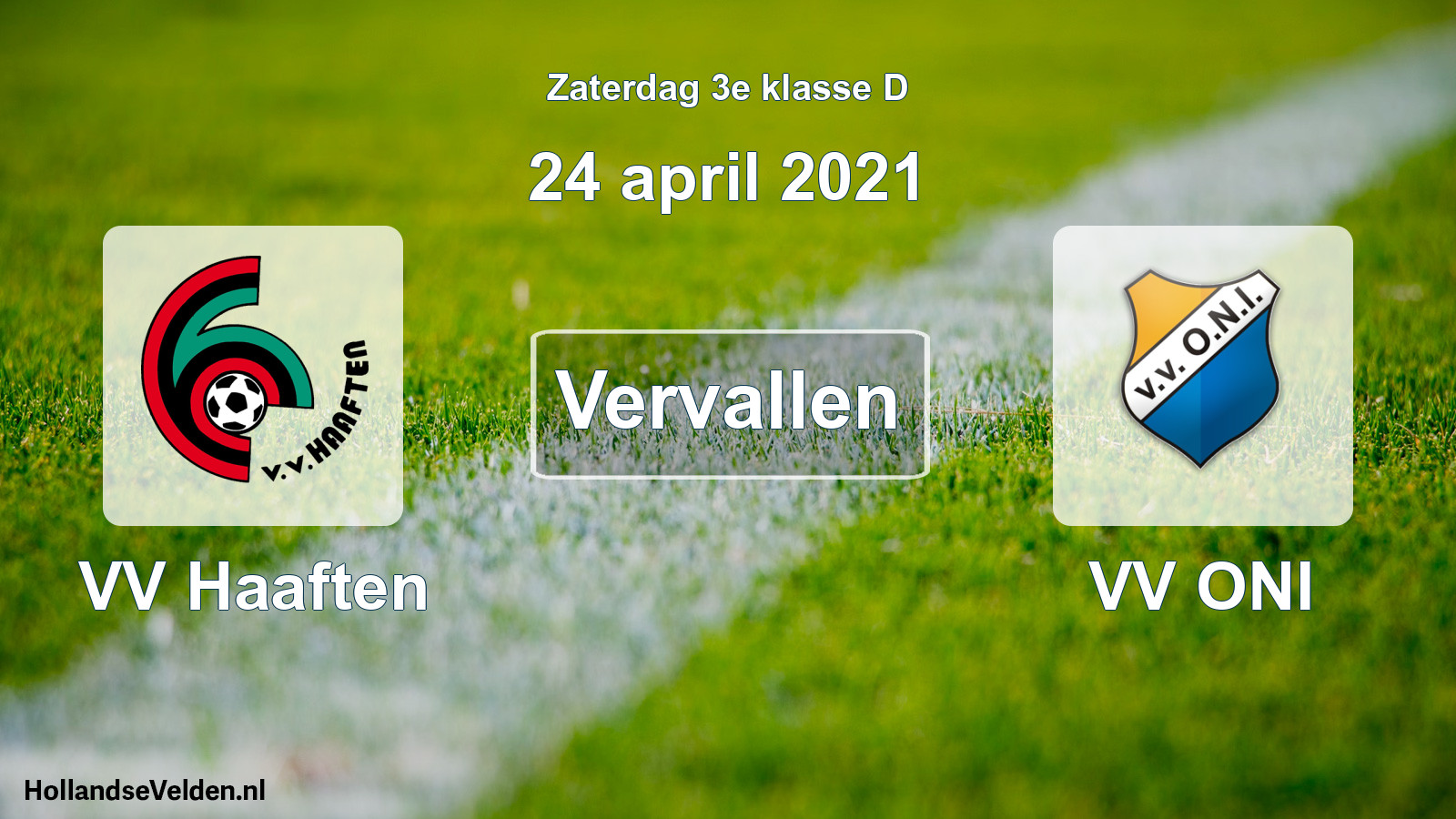 Scheduled Match: VV Haaften - VV ONI (24 April 2021)