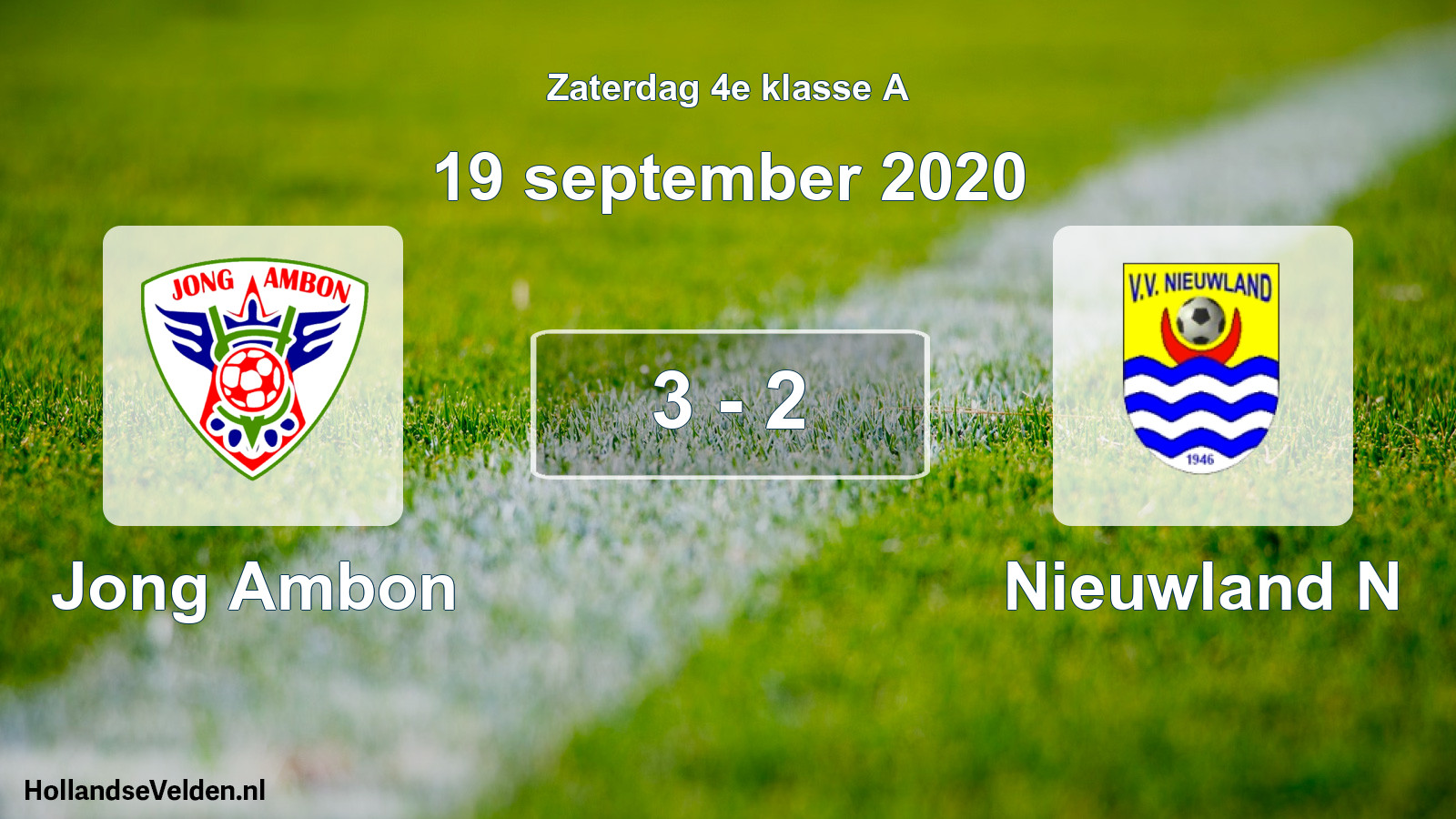 Total number of matches played: Jong Ambon - Nieuwland N 3 - 2 (19 September 2020)