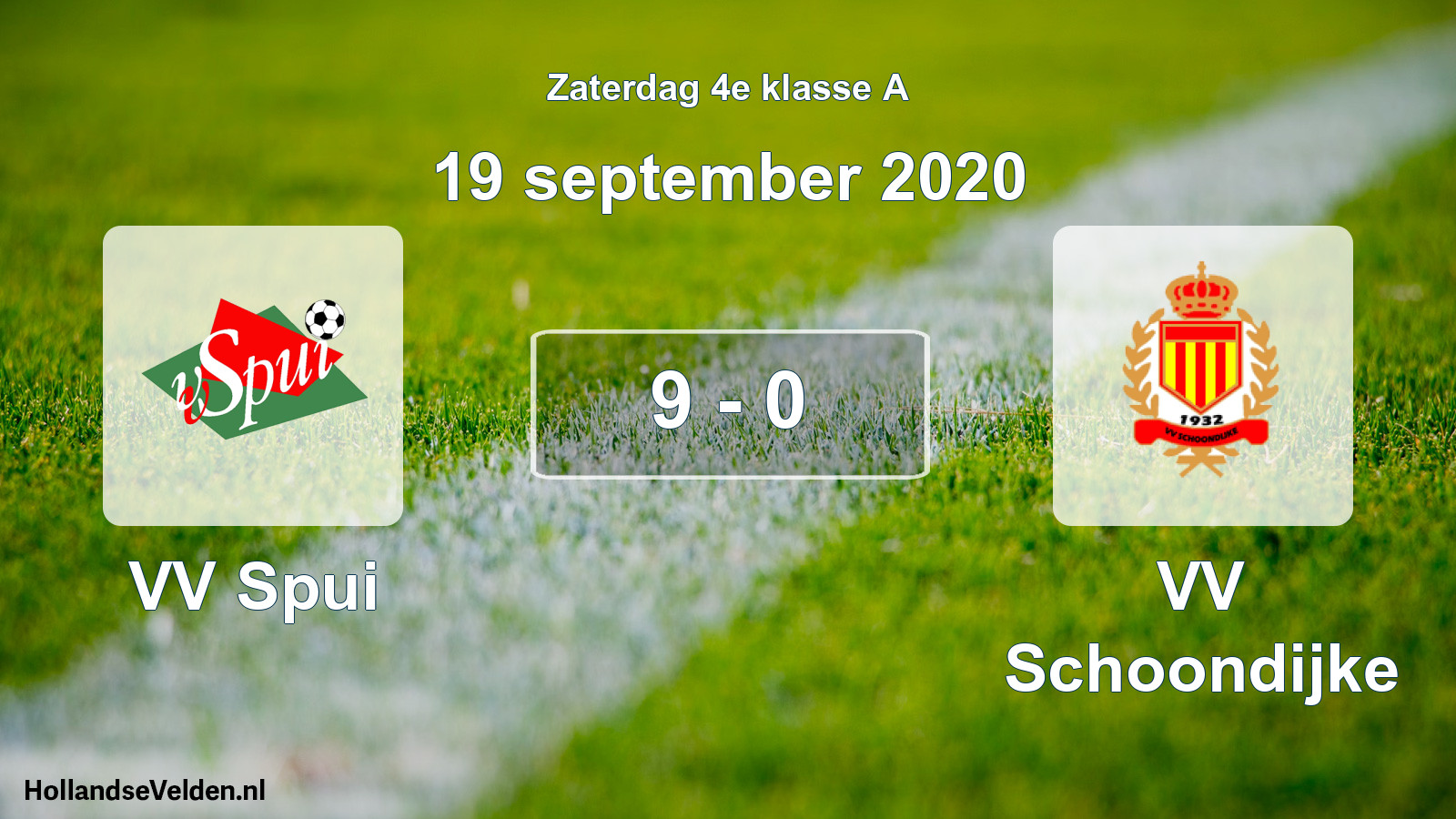 Total number of matches played: VV Spui - VV Schoondijke 9 - 0 (19 September 2020)