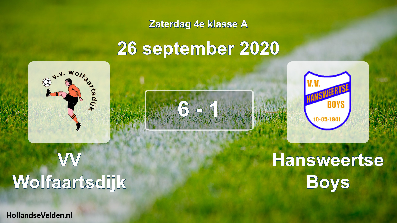 Total number of matches played: VV Wolfaartsdijk - Hansweertse Boys 6 - 1 (26 September 2020)