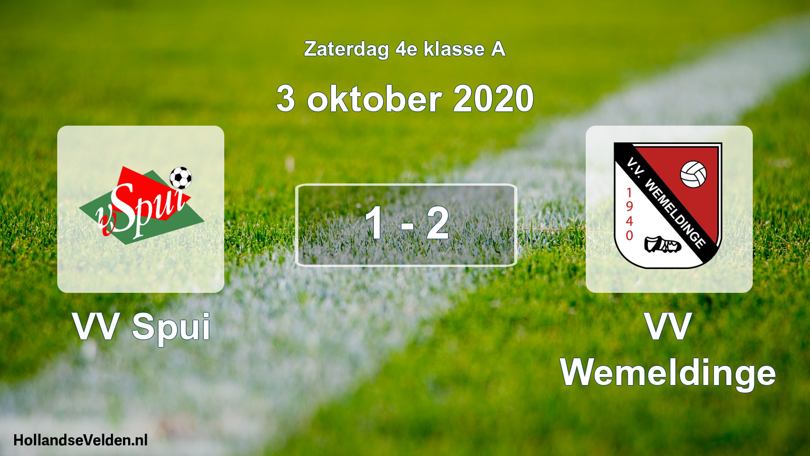 Total number of matches played: VV Spui - VV Wemeldinge 1 - 2 (3 October 2020)