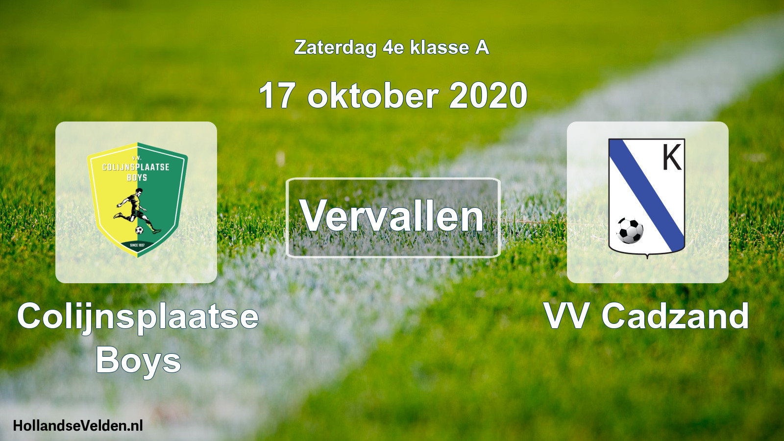 Scheduled Match: Colijnsplaatse Boys - VV Cadzand (17 October 2020)