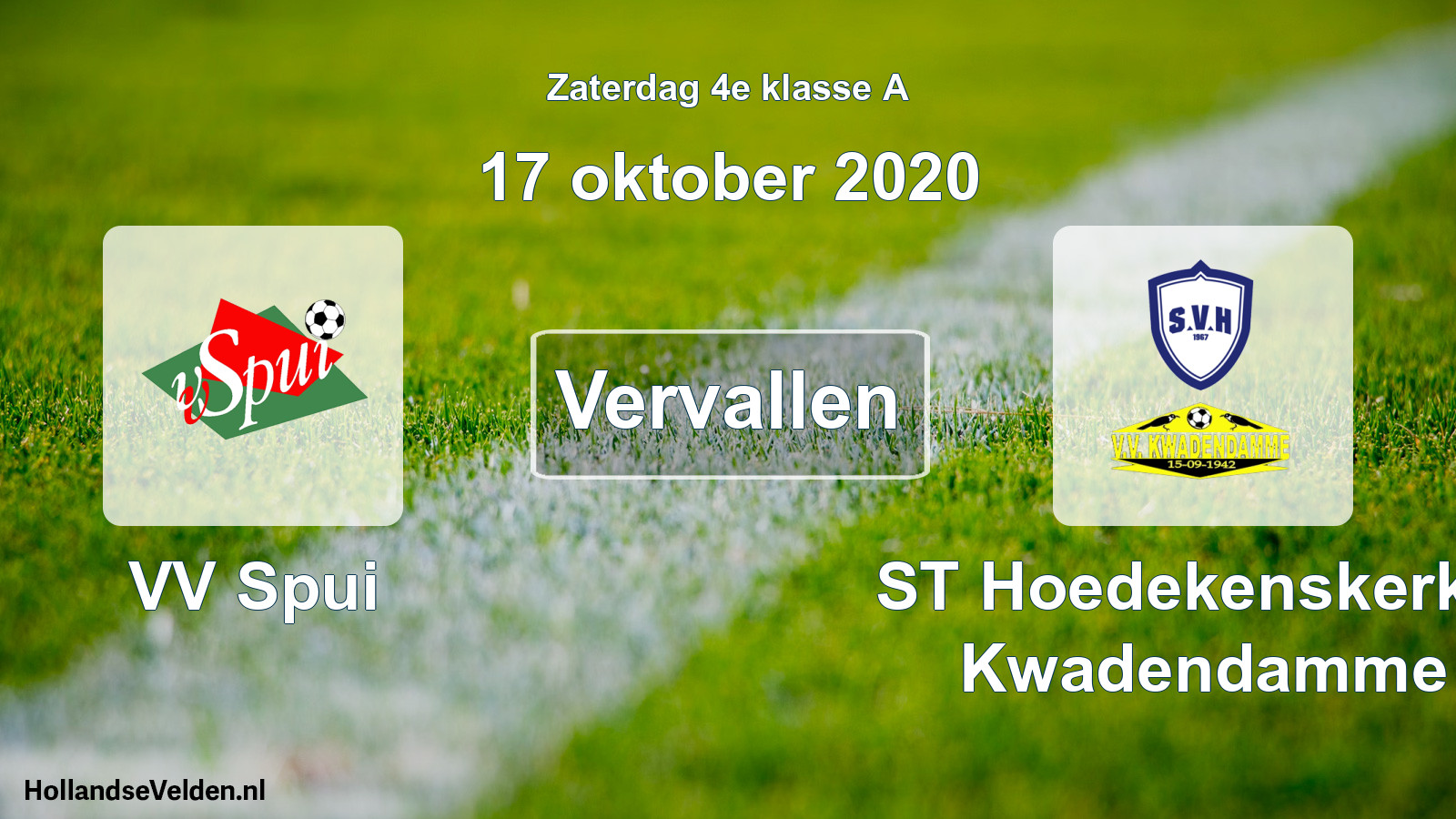 Scheduled Match: VV Spui - ST Hoedekenskerke/ Kwadendamme (17 October 2020)