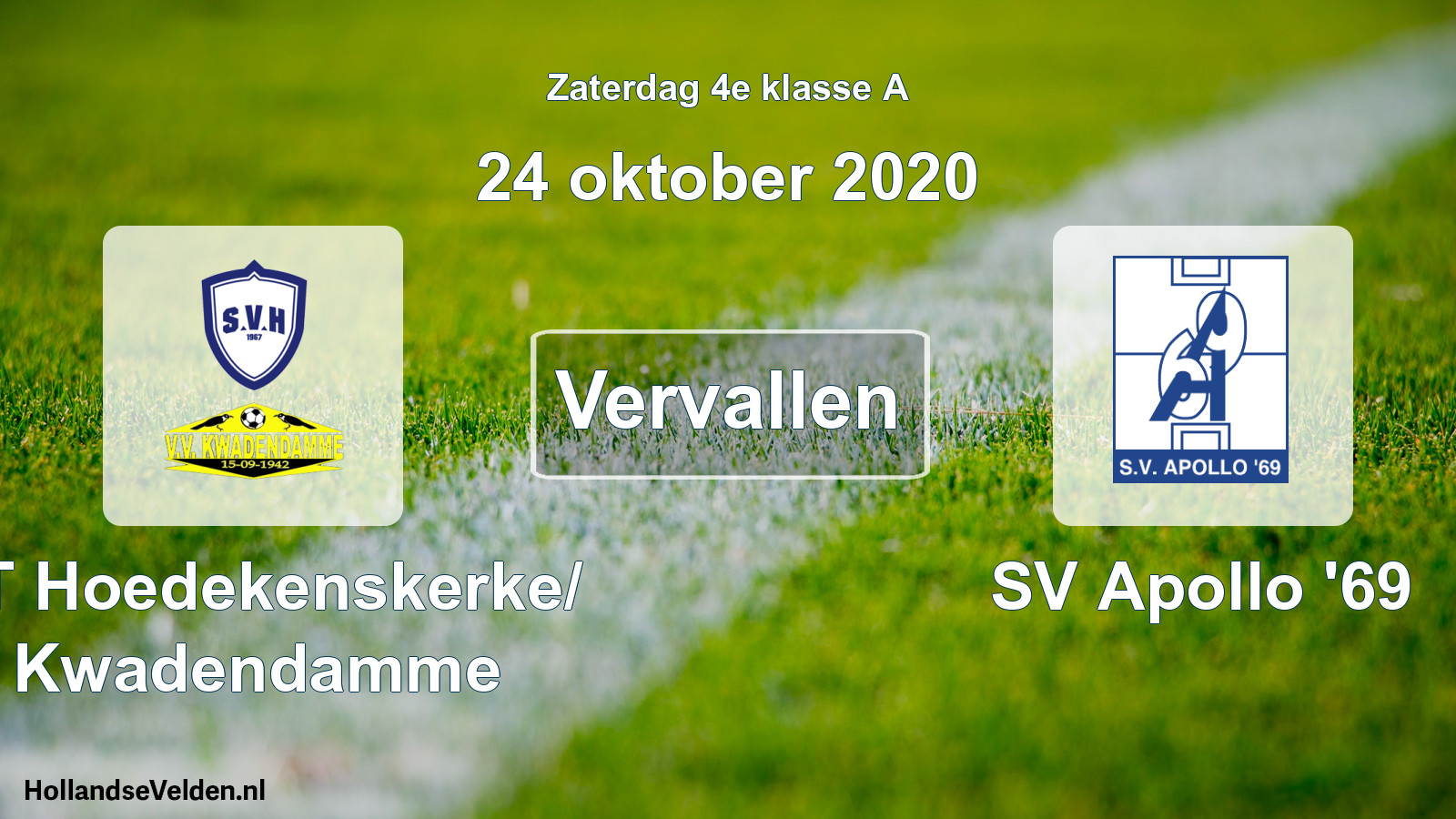 Scheduled Match: ST Hoedekenskerke/ Kwadendamme - SV Apollo '69 (24 October 2020)
