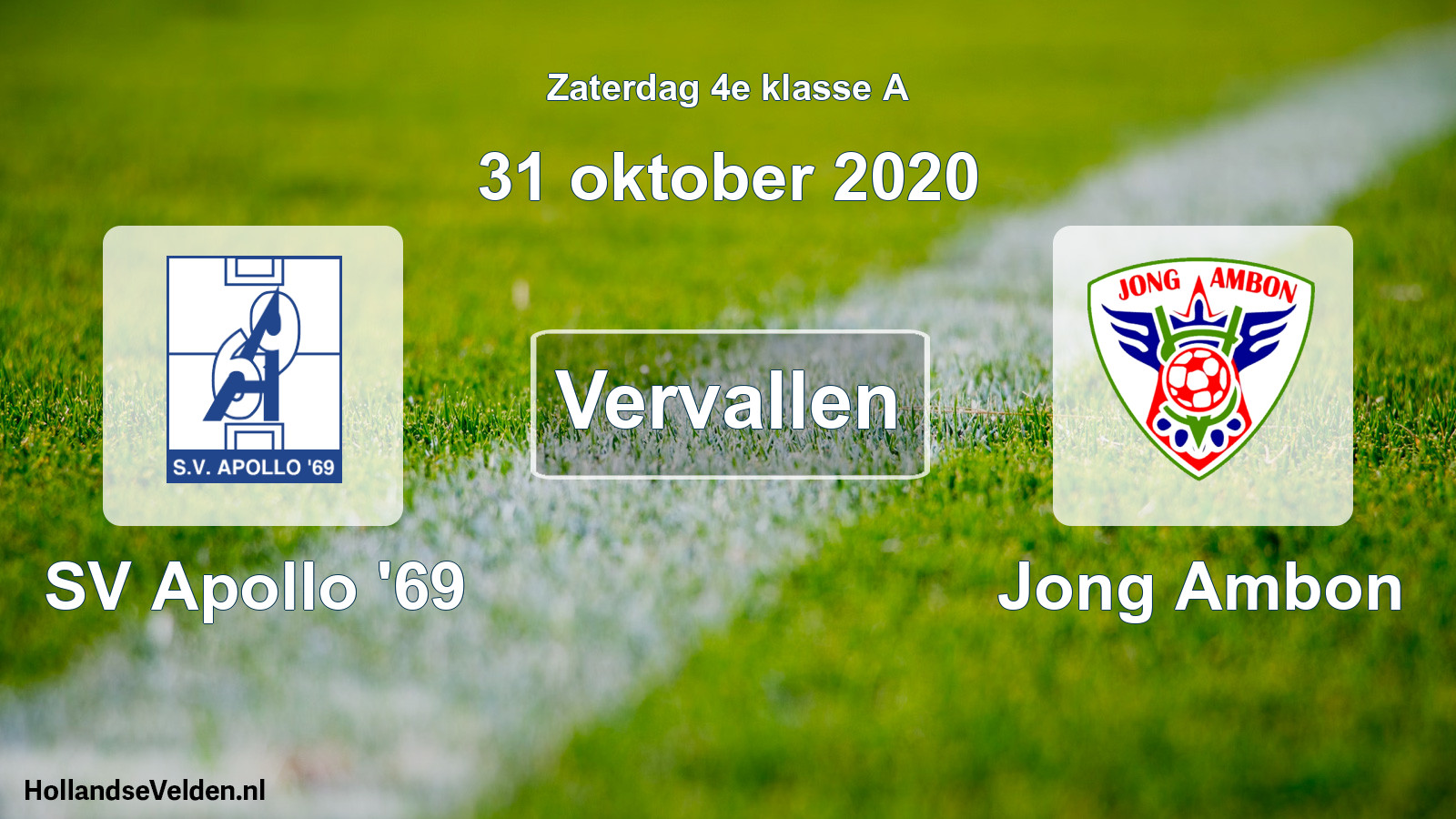 Scheduled Match: SV Apollo '69 - Jong Ambon (31 October 2020)