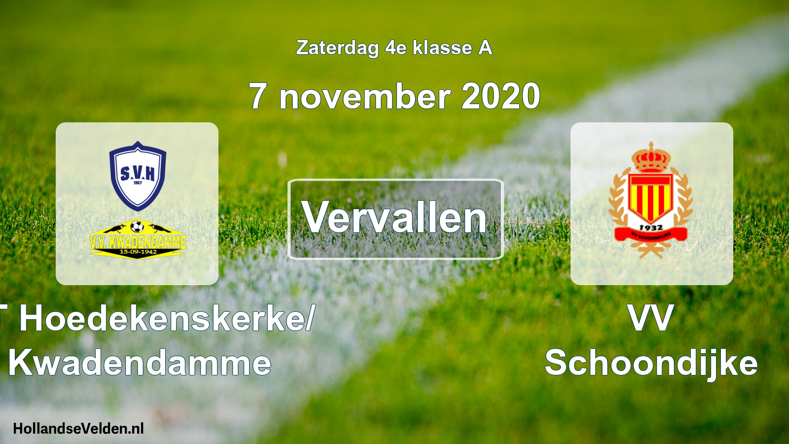 Scheduled Match: ST Hoedekenskerke/ Kwadendamme - VV Schoondijke (7 November 2020)