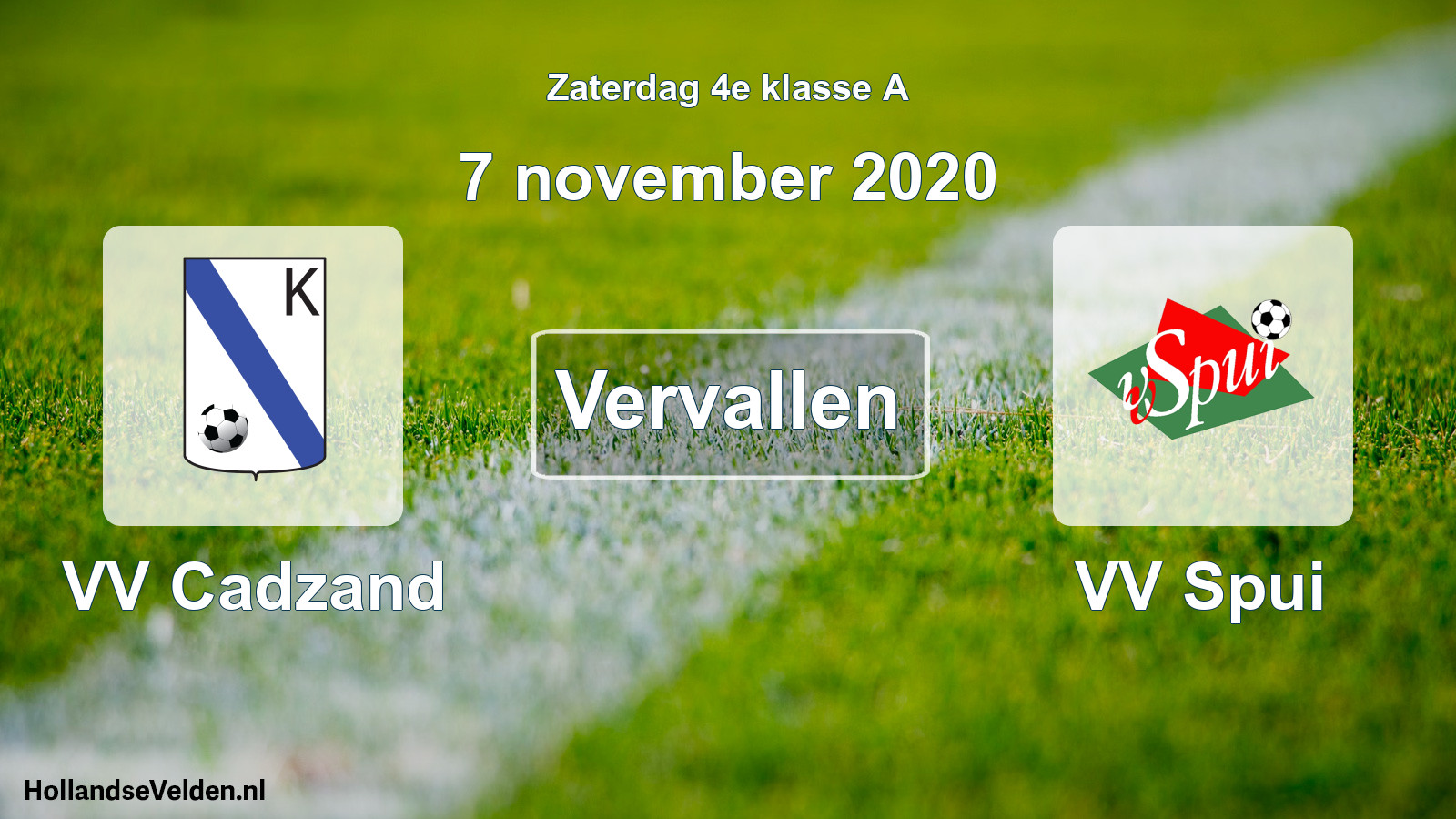 Scheduled Match: VV Cadzand - VV Spui (7 November 2020)