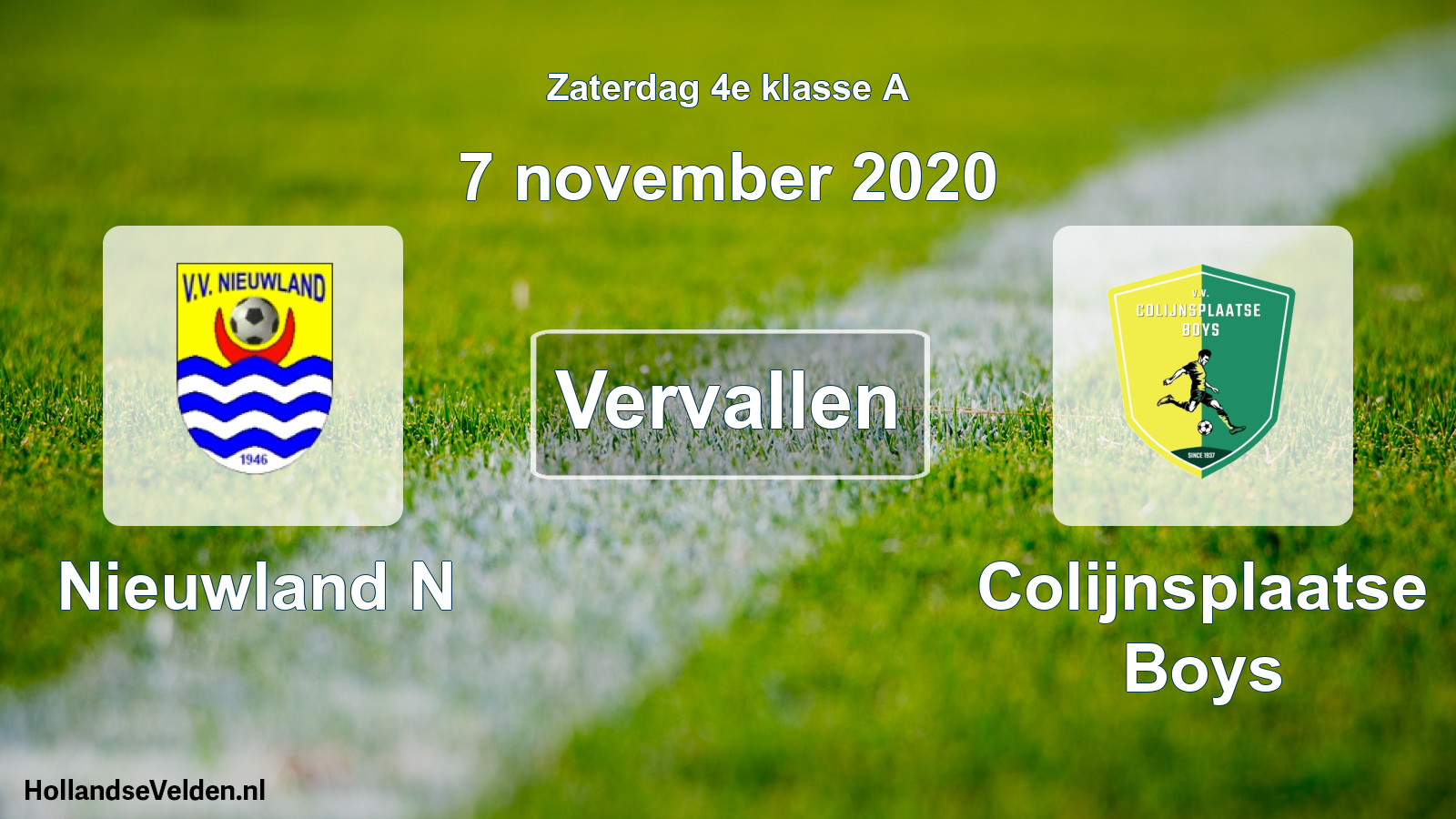 Scheduled Match: Nieuwland N - Colijnsplaatse Boys (7 November 2020)