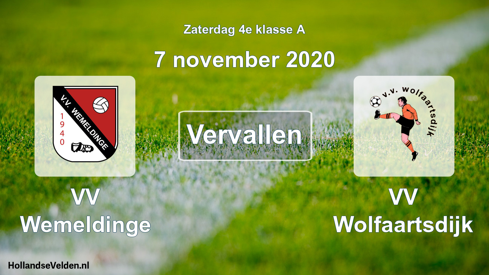 Scheduled Match: VV Wemeldinge - VV Wolfaartsdijk (7 November 2020)
