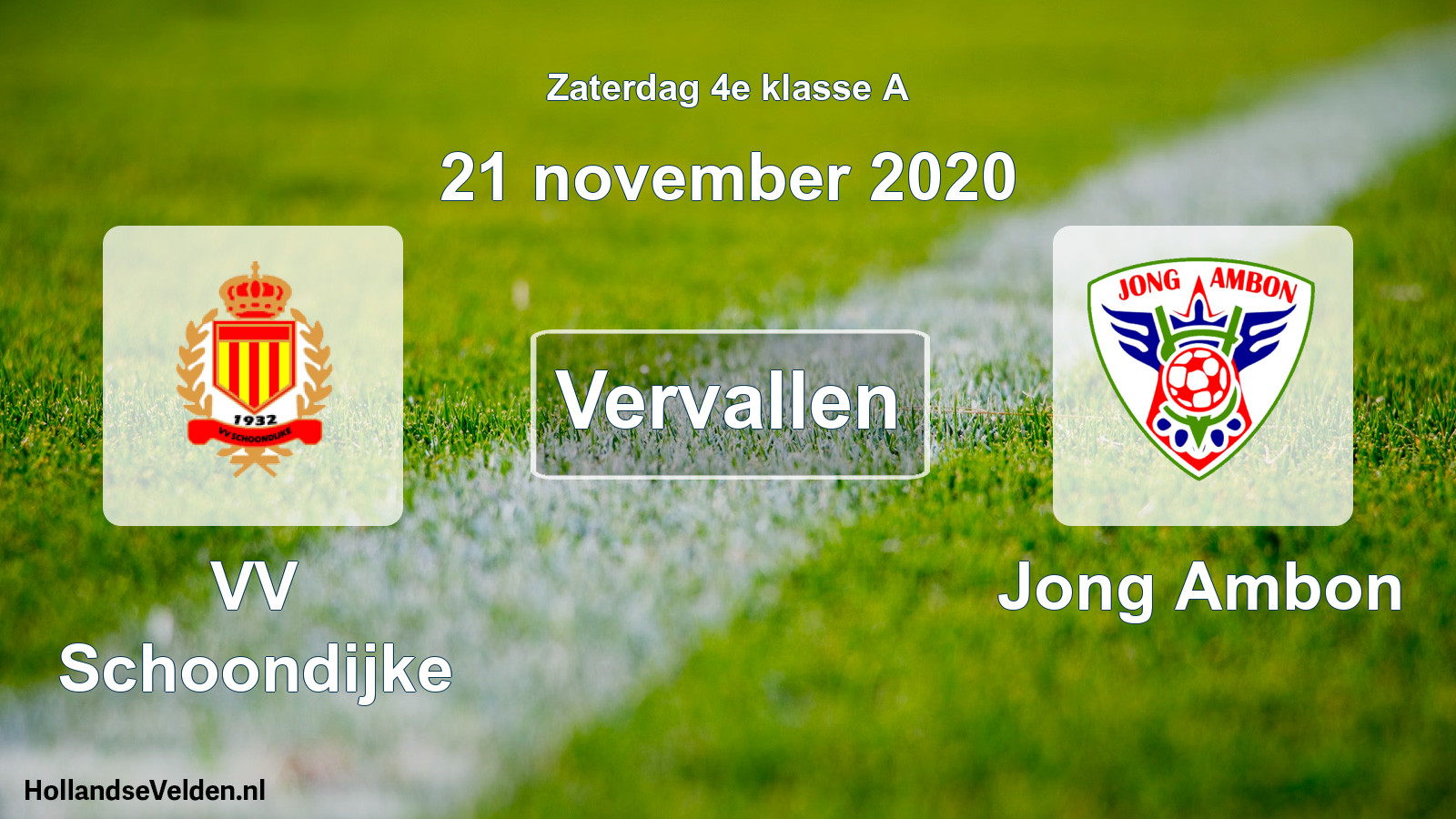 Scheduled Match: VV Schoondijke - Jong Ambon (21 November 2020)