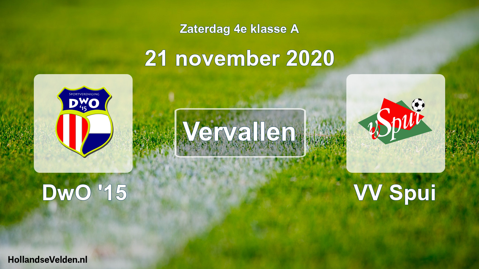 Scheduled Match: DwO '15 - VV Spui (21 November 2020)