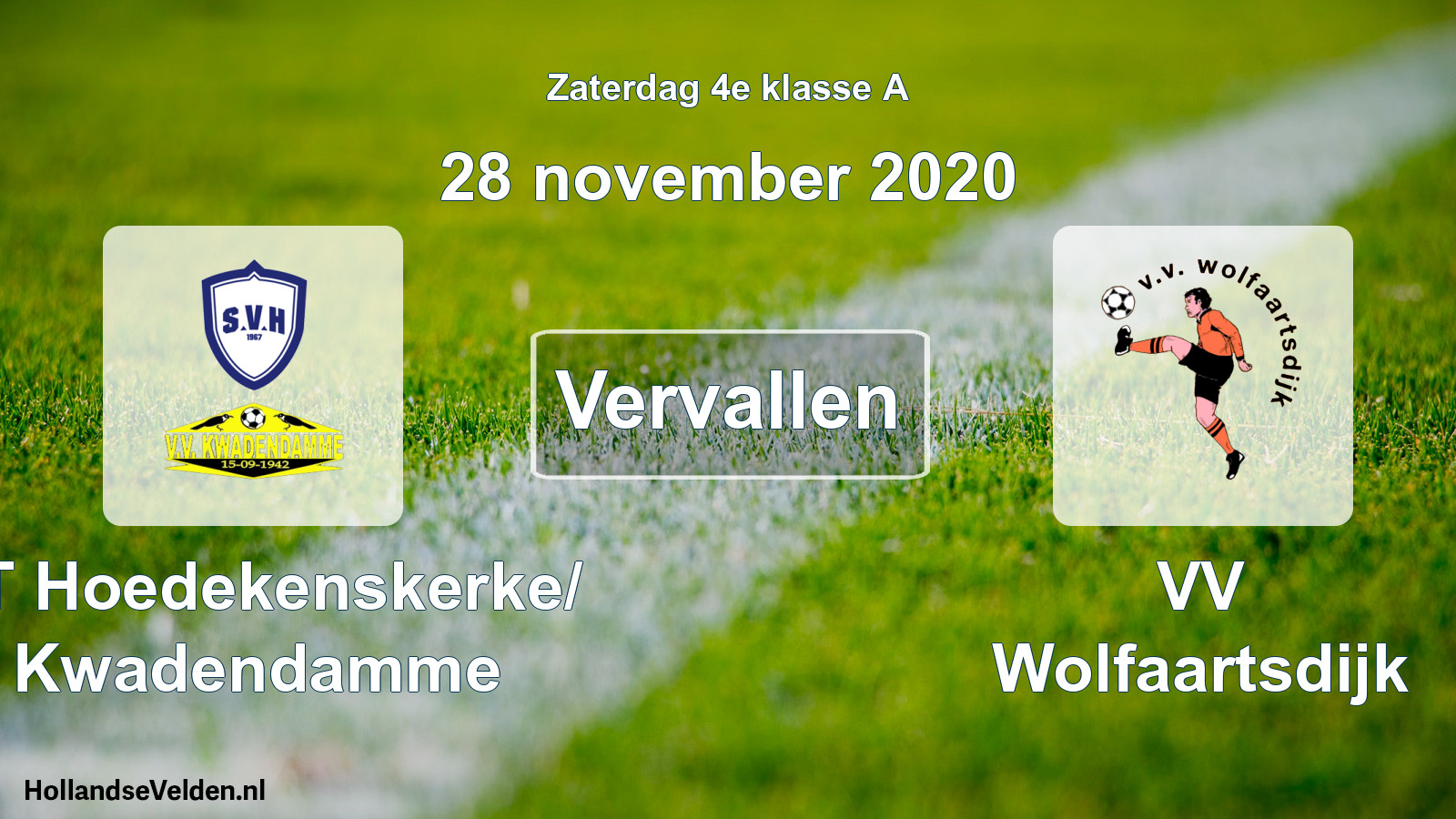 Scheduled Match: ST Hoedekenskerke/ Kwadendamme - VV Wolfaartsdijk (28 November 2020)