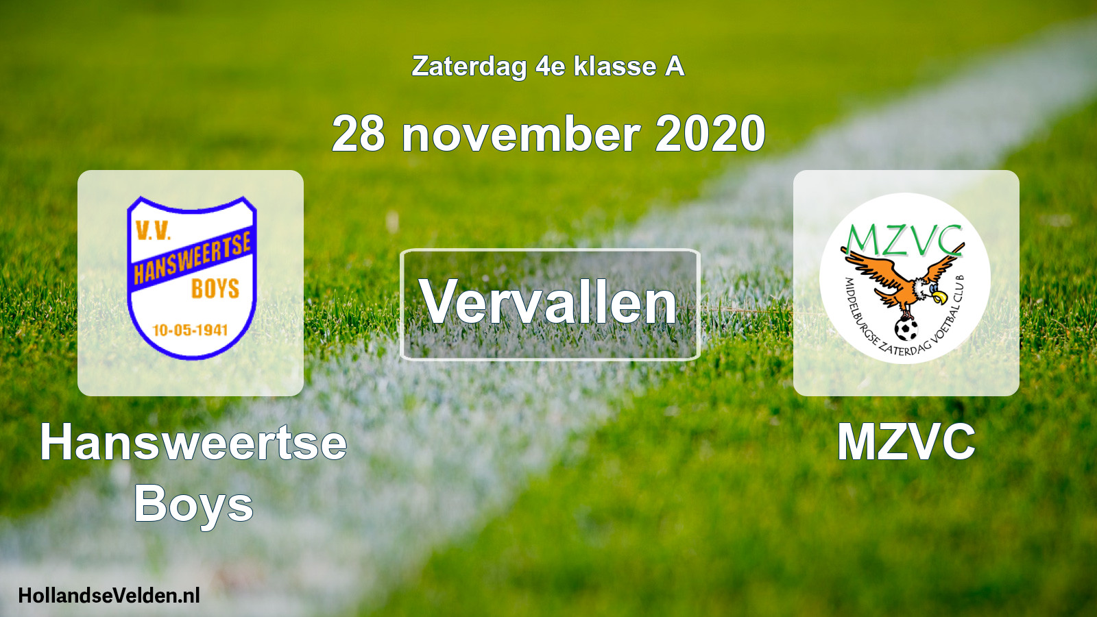 Scheduled Match: Hansweertse Boys - MZVC (28 November 2020)