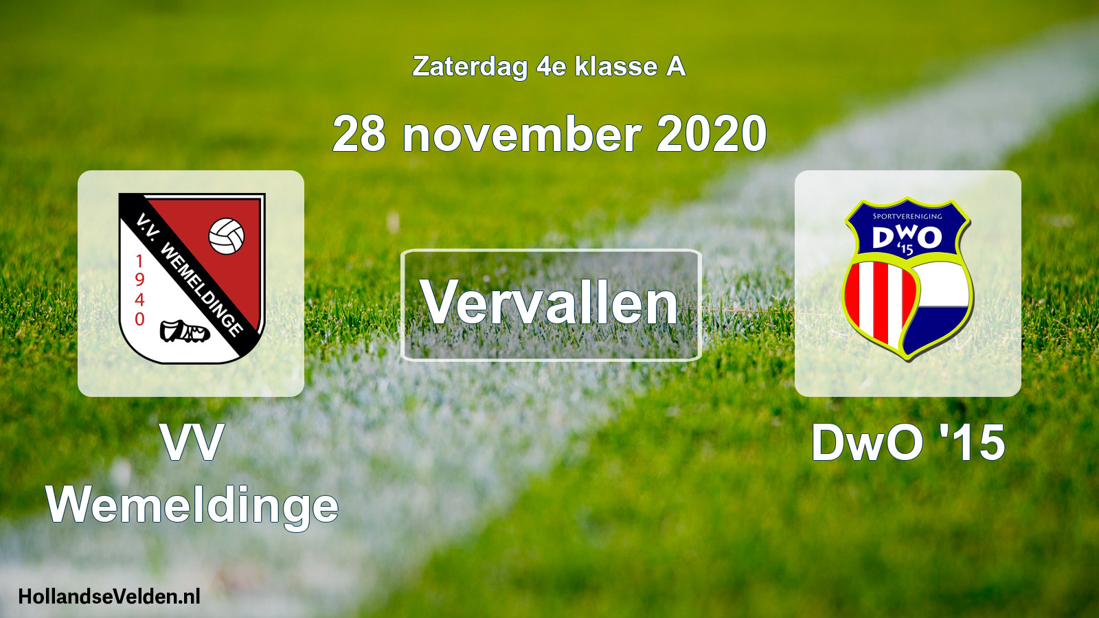 Scheduled Match: VV Wemeldinge - DwO '15 (28 November 2020)