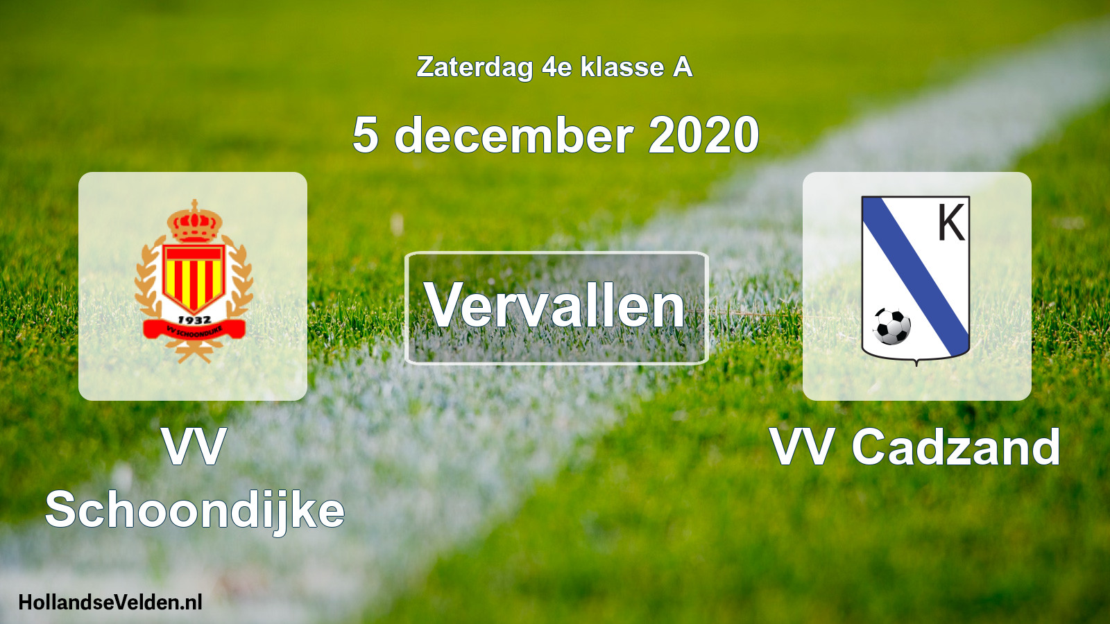 Scheduled Match: VV Schoondijke - VV Cadzand (5 December 2020)