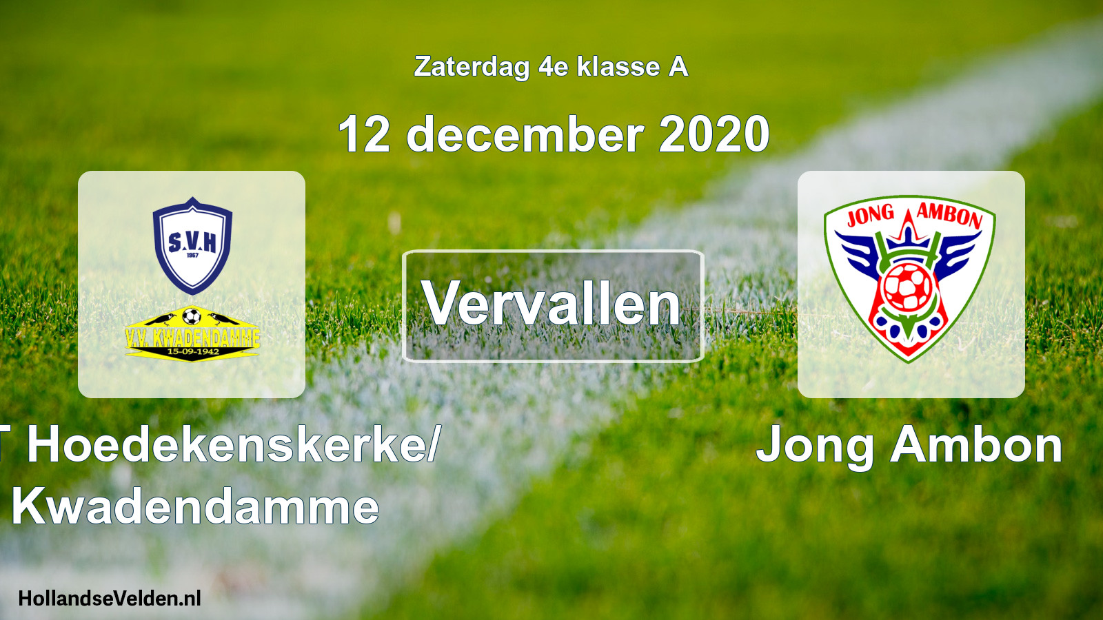 Scheduled Match: ST Hoedekenskerke/ Kwadendamme - Jong Ambon (12 December 2020)