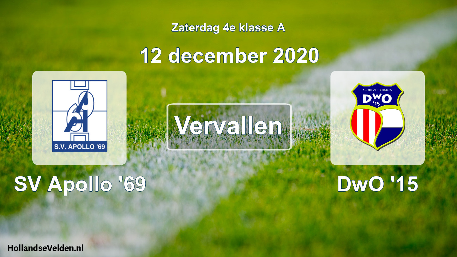 Scheduled Match: SV Apollo '69 - DwO '15 (12 December 2020)