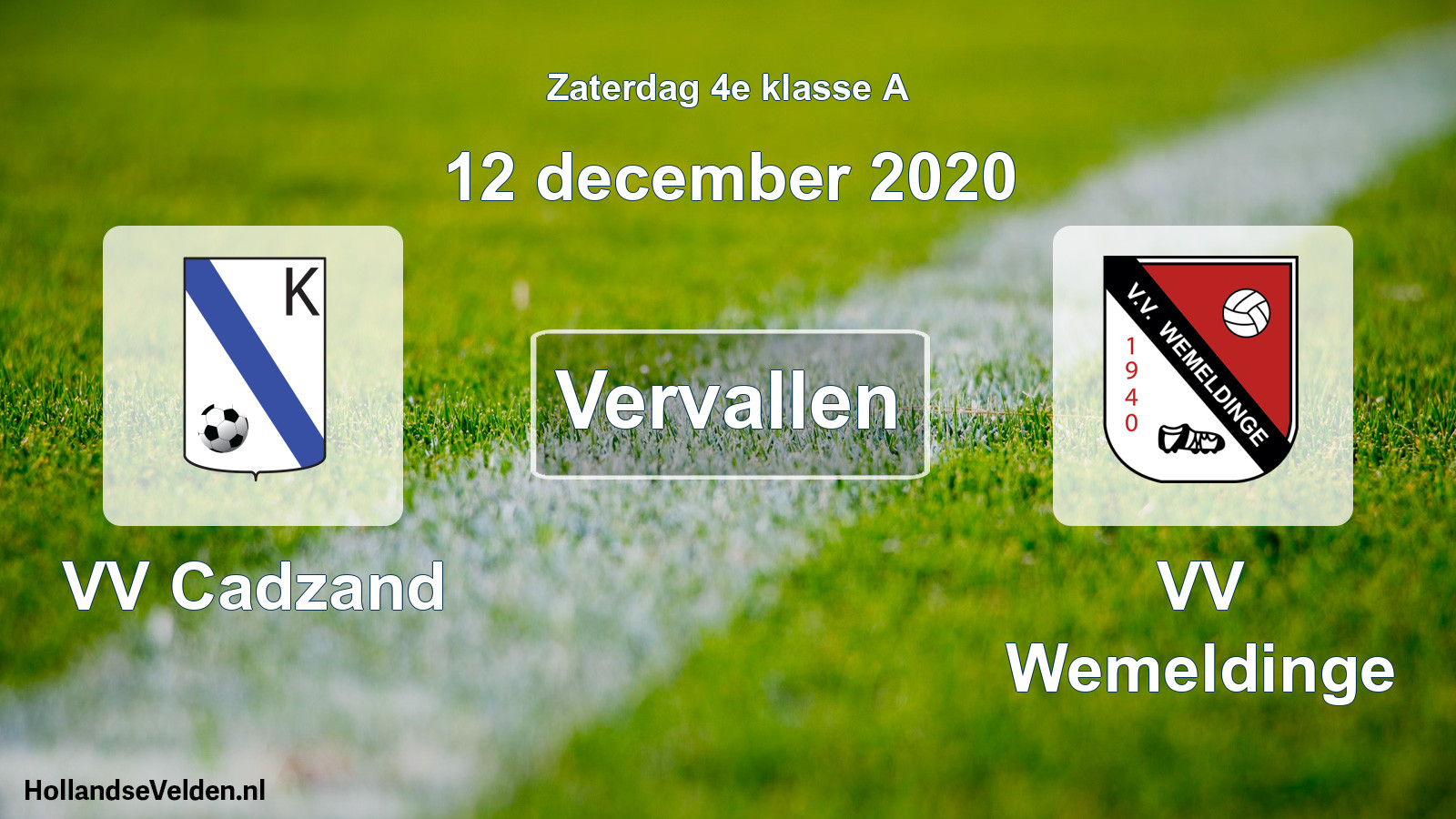 Scheduled Match: VV Cadzand - VV Wemeldinge (12 December 2020)