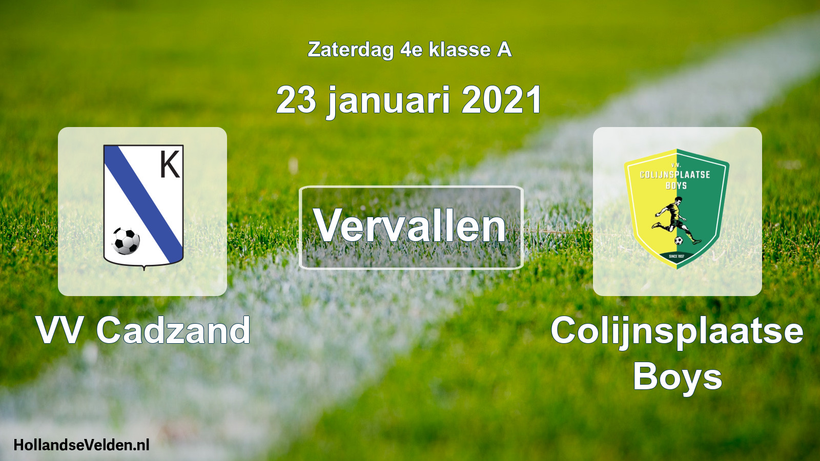 Scheduled Match: VV Cadzand - Colijnsplaatse Boys (23 January 2021)
