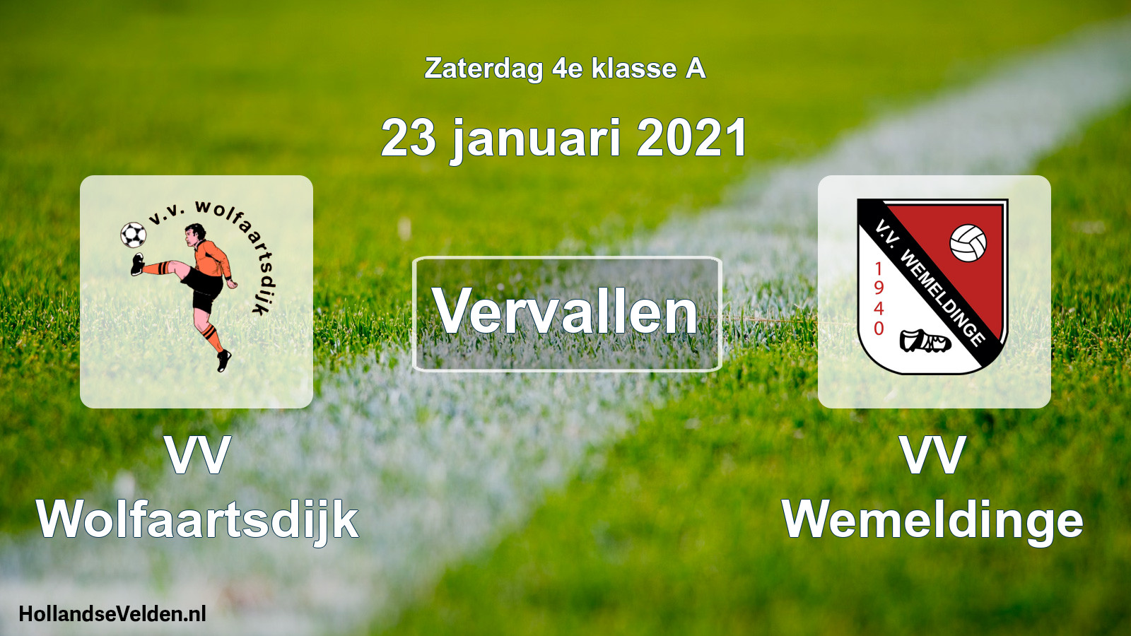 Scheduled Match: VV Wolfaartsdijk - VV Wemeldinge (23 January 2021)