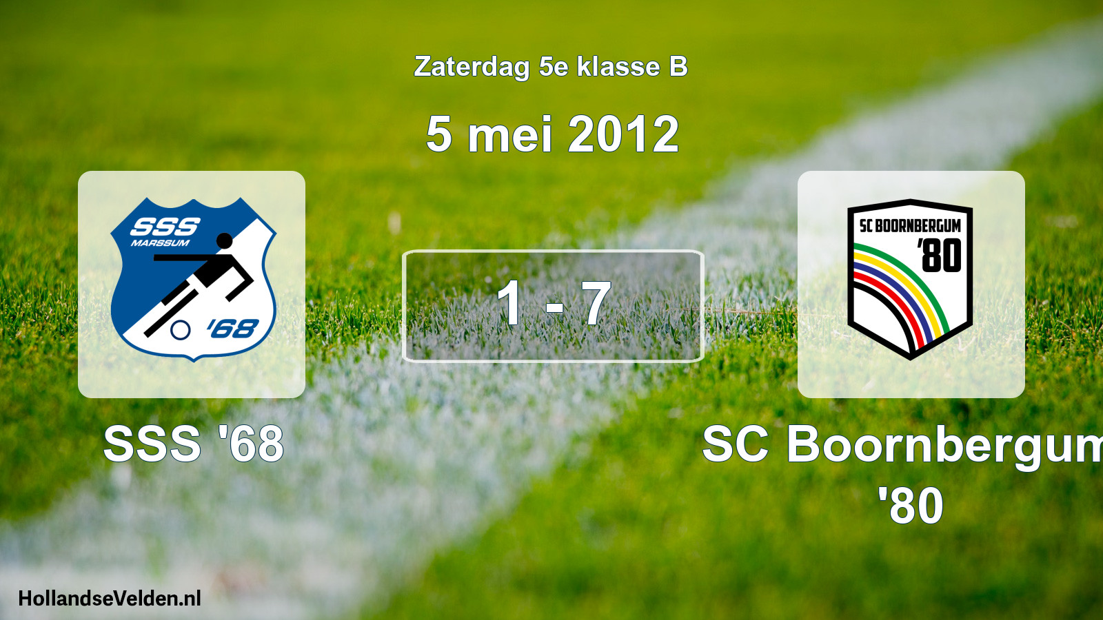 Total number of matches played: SSS '68 - SC Boornbergum '80 1 - 7 (5 May 2012)