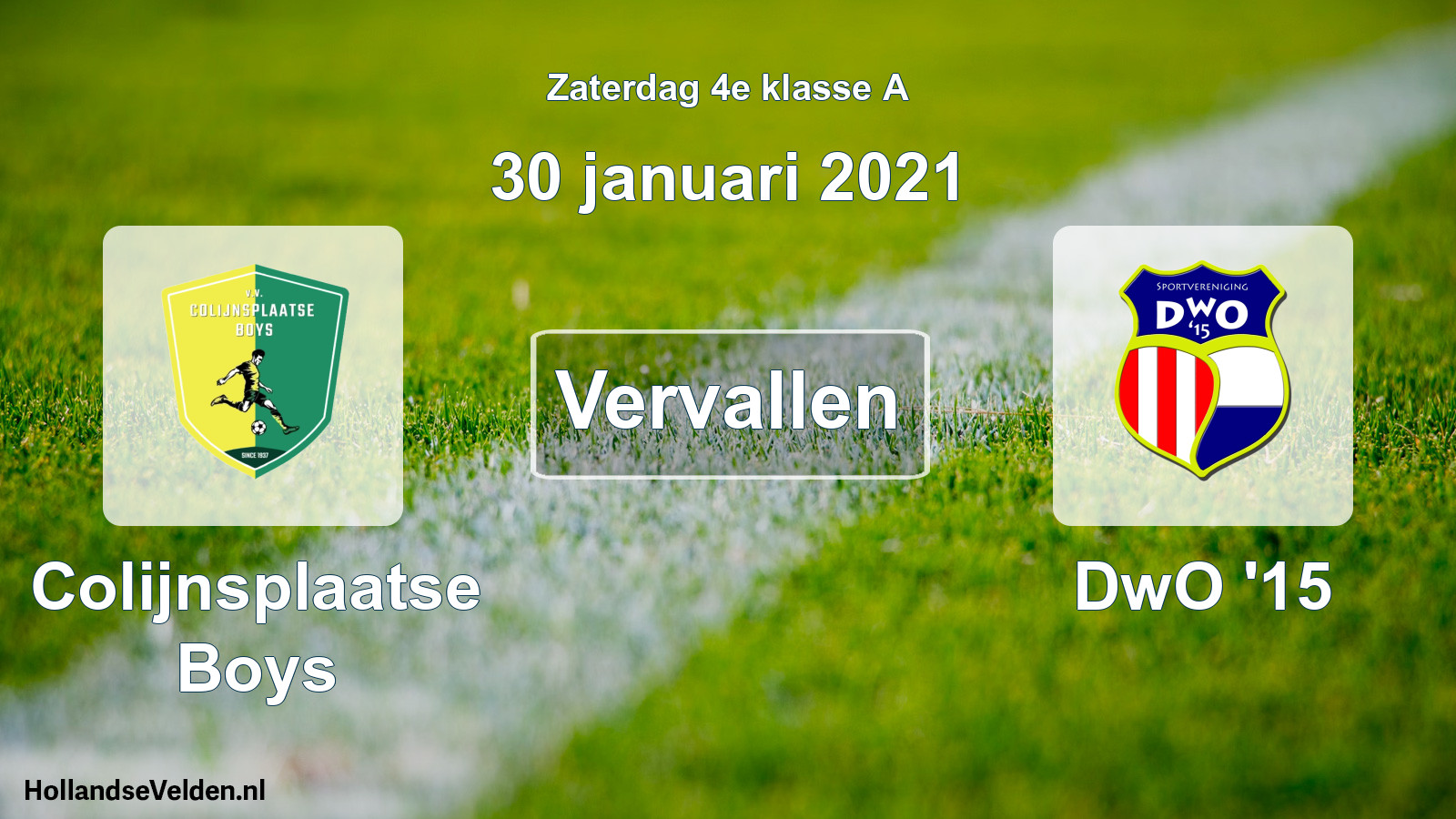 Scheduled Match: Colijnsplaatse Boys - DwO '15 (30 January 2021)