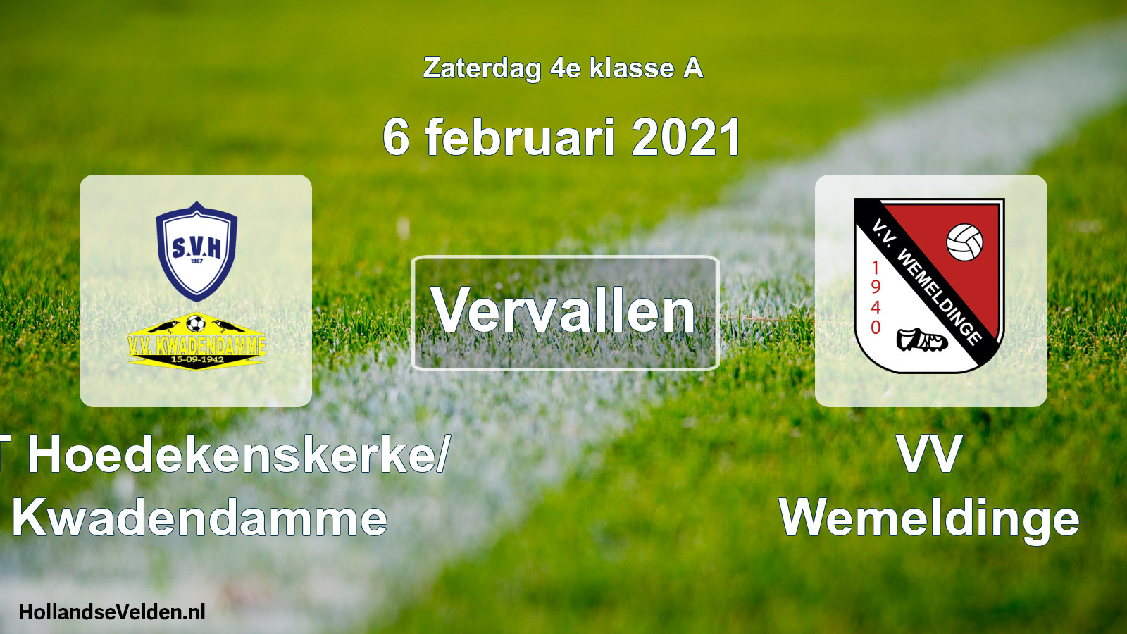 Scheduled Match: ST Hoedekenskerke/ Kwadendamme - VV Wemeldinge (6 February 2021)