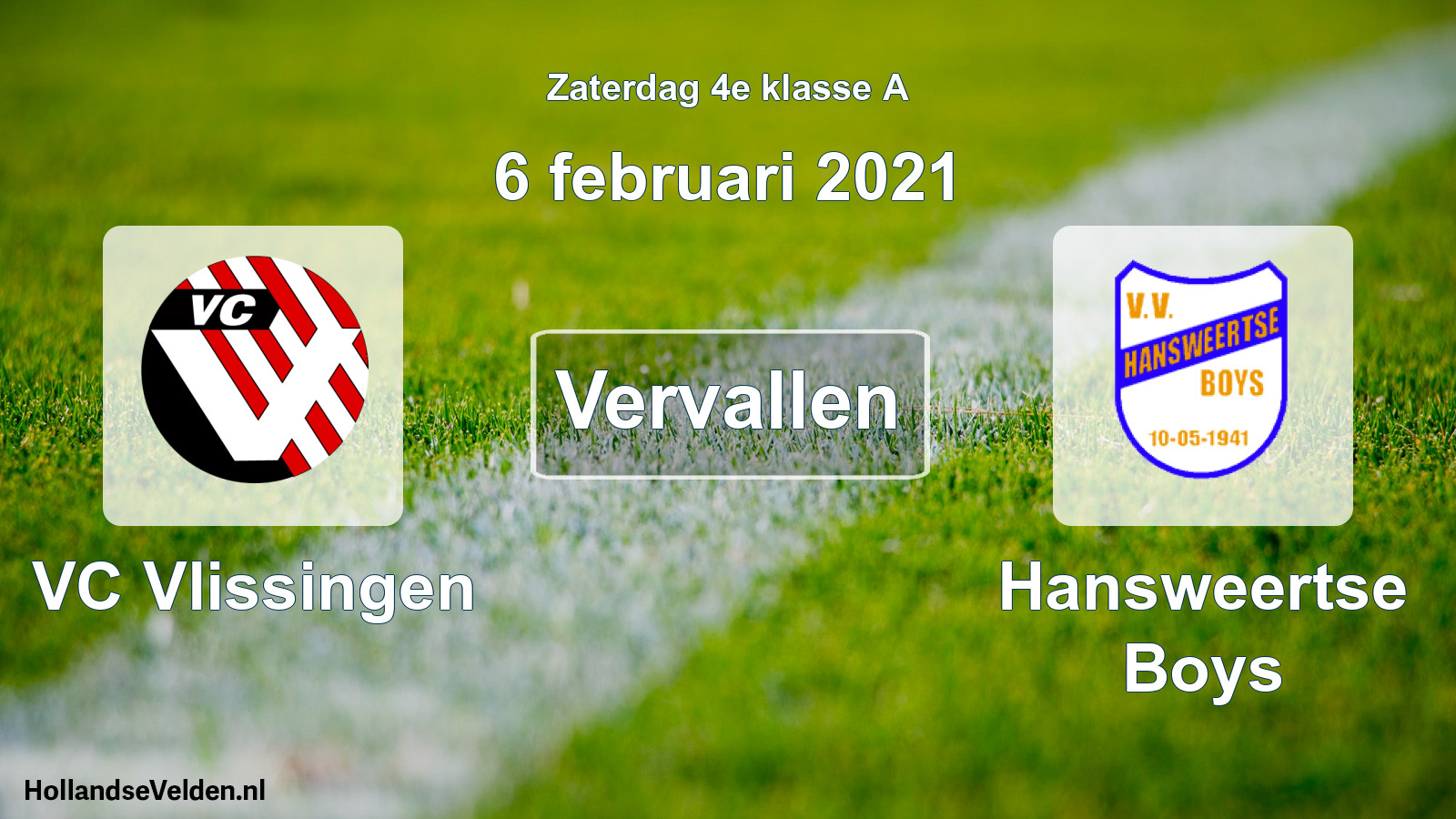 Scheduled Match: VC Vlissingen - Hansweertse Boys (6 February 2021)
