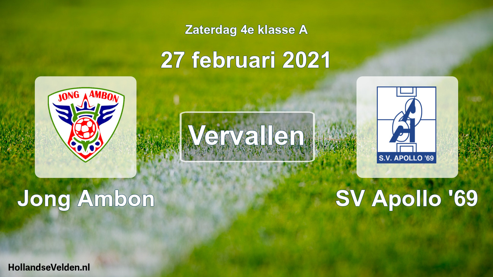 Scheduled Match: Jong Ambon - SV Apollo '69 (27 February 2021)